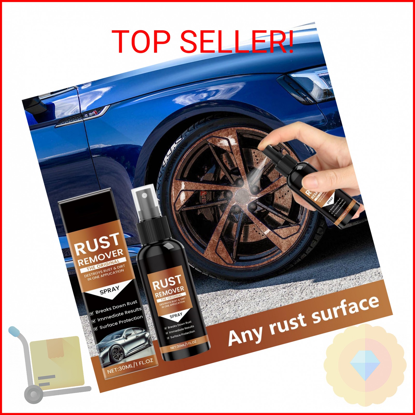 HONGYUNDA 2pcs Nexa Rust Remover Spray, 2025 Upgrade Rust Remover for Metal, Car
