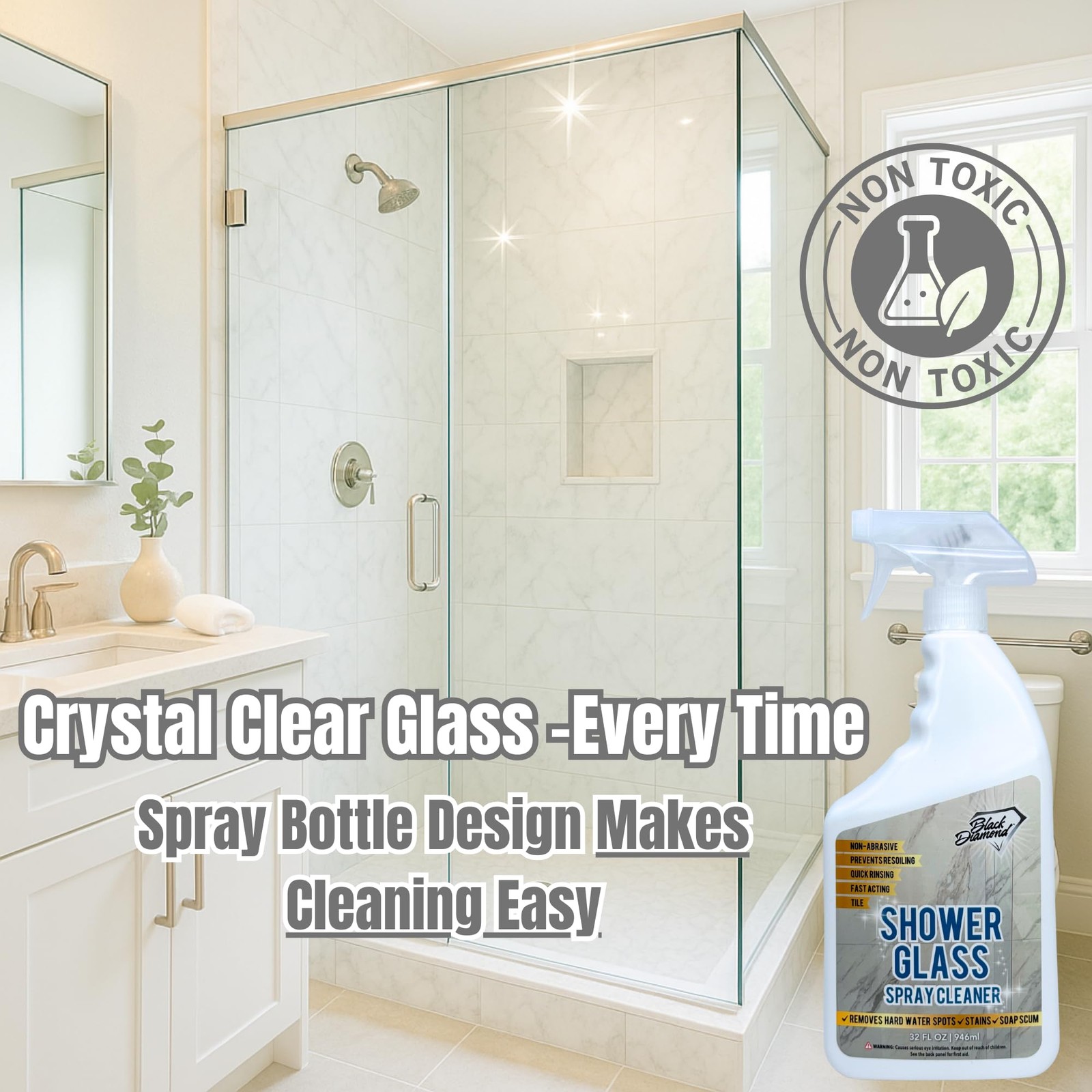 Black Diamond Stoneworks Shower Glass Cleaner – 32 Fl Oz (Pack of 1)