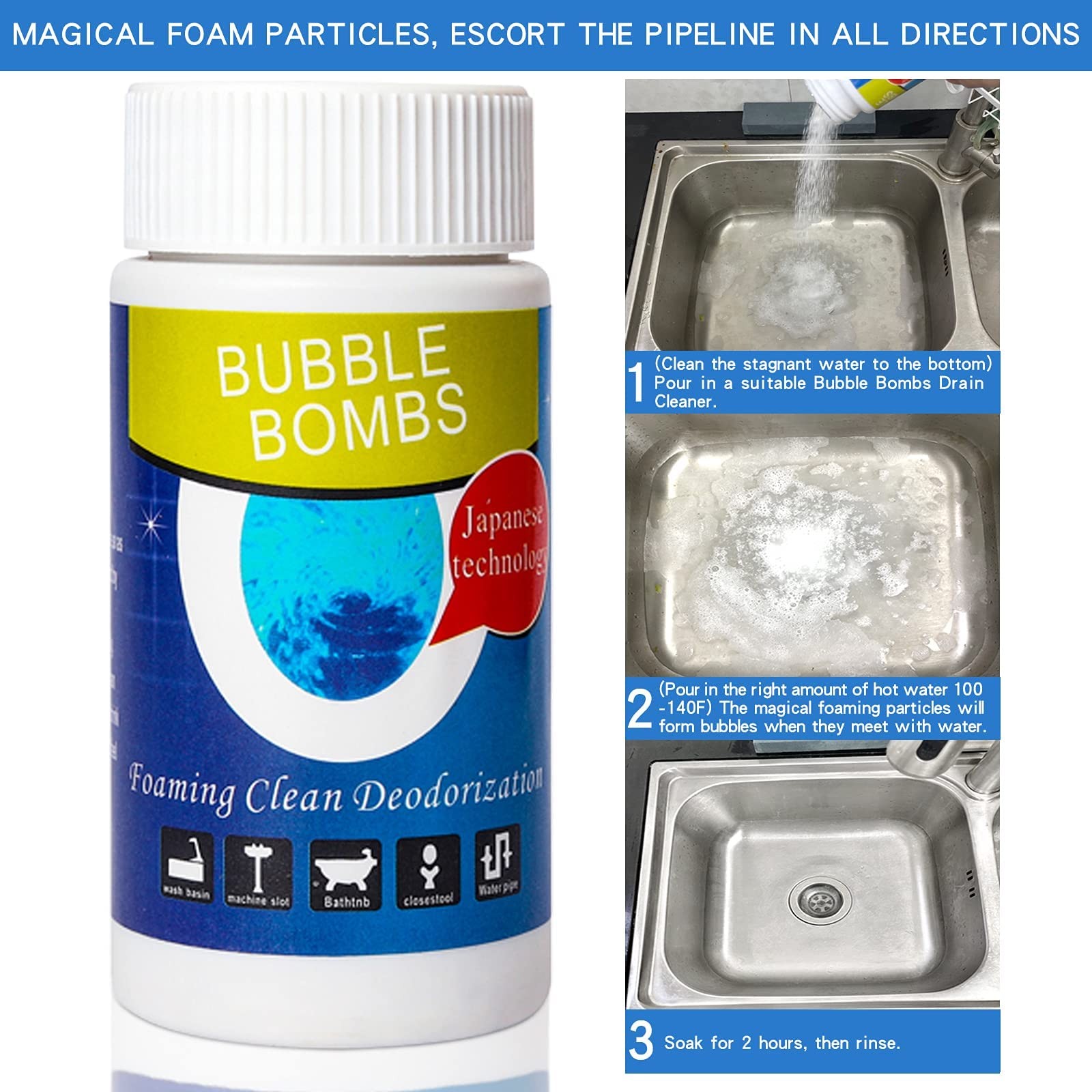 6 Pcs Bubble Bombs Drain Cleaner, Pipe Dredge Deodorant, Quick Dredge Pipelin…