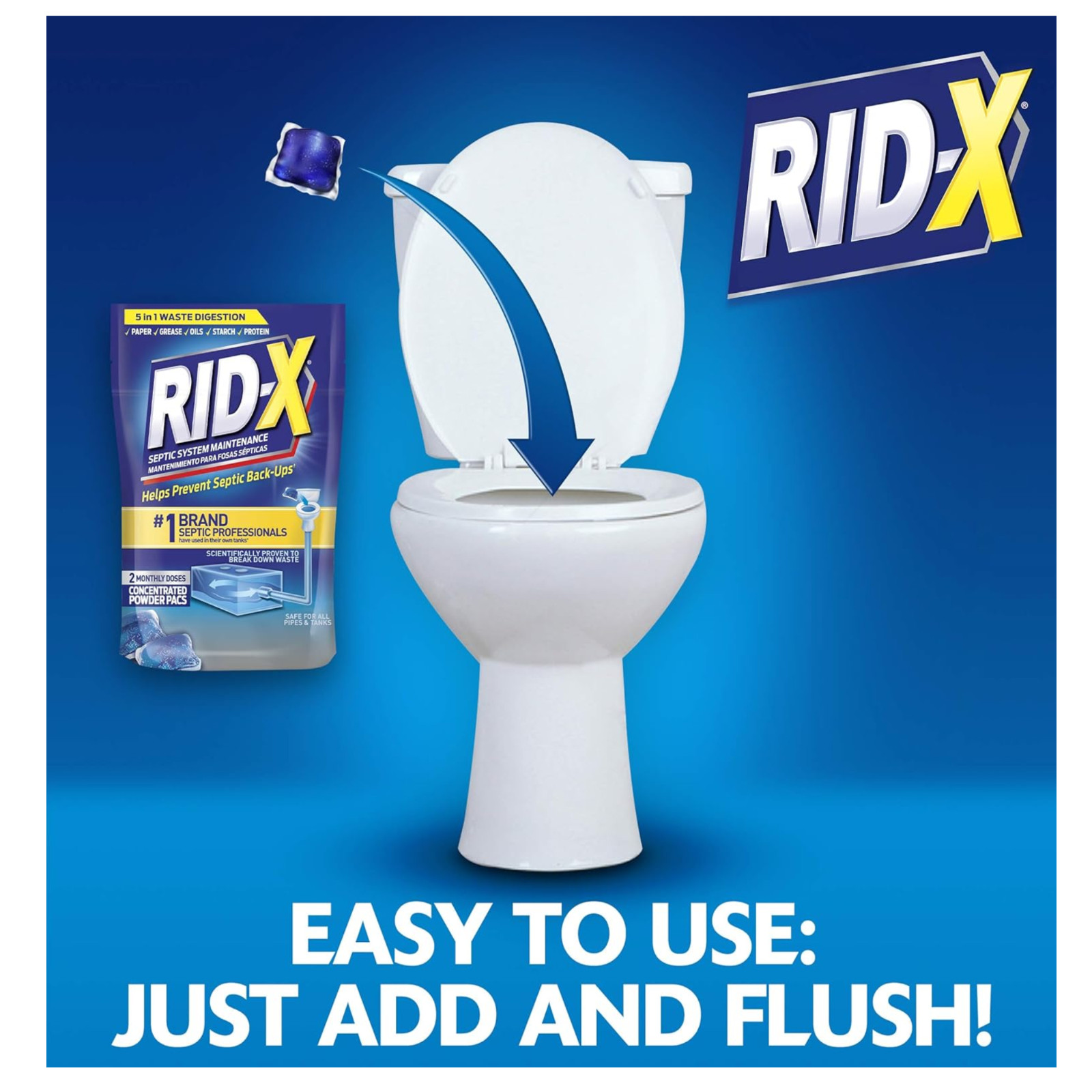 RID-X Septic Tank Treatment Pods – 3 Month Supply, Dual Action