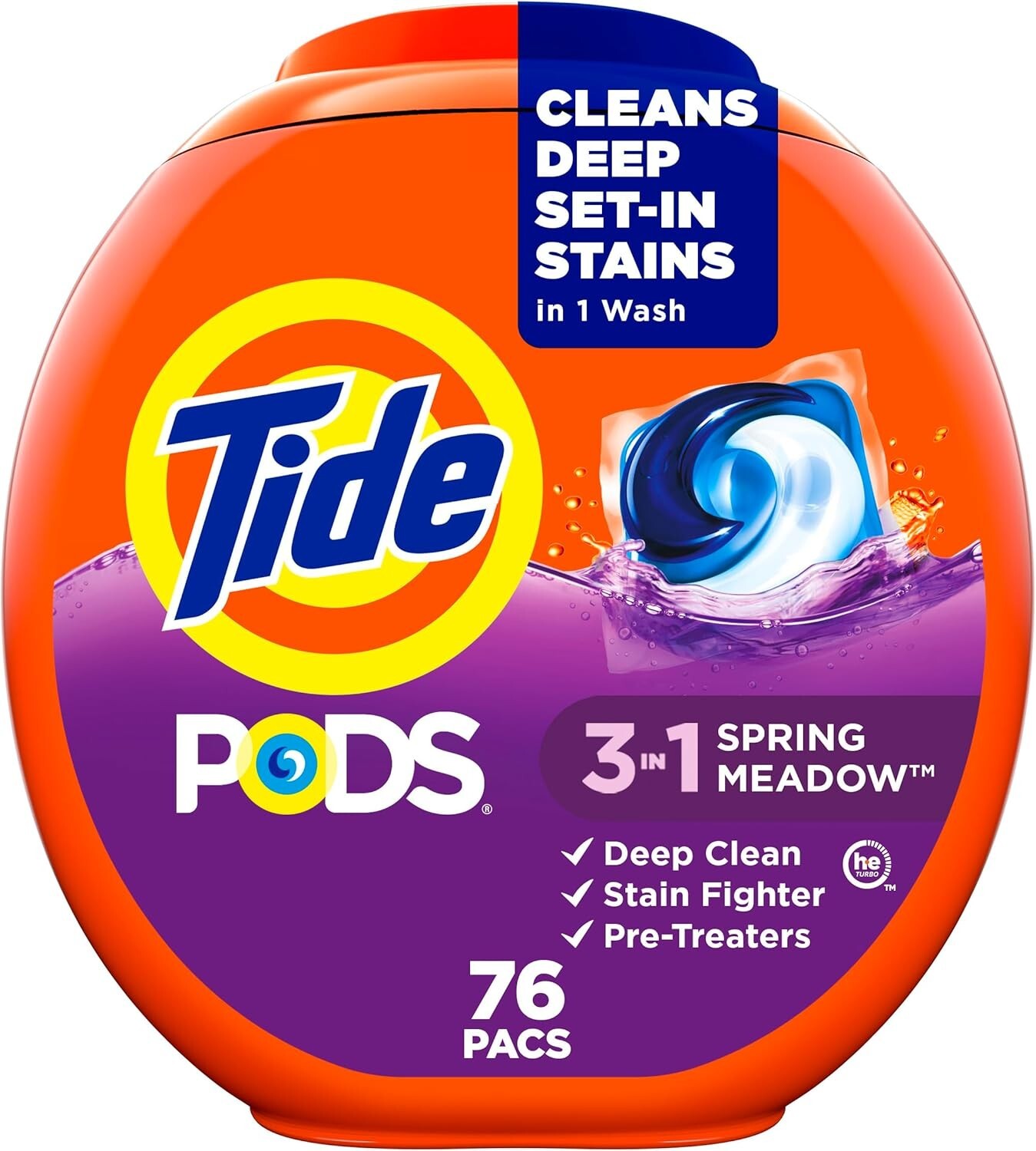 Tide PODS Liquid Laundry Detergent Soap Pacs, Powerful 76 Count (Pack of 1)