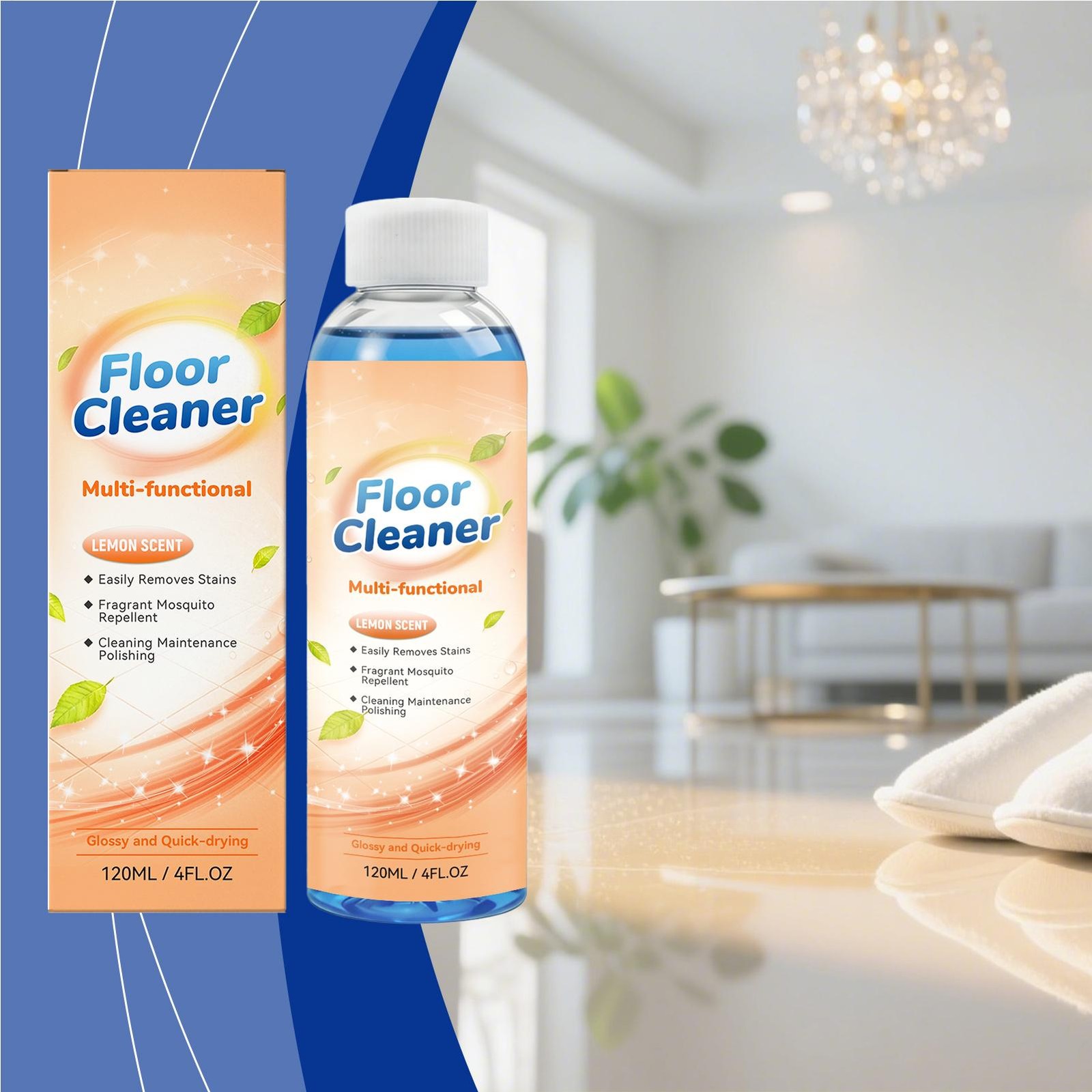 Floor Cleaner for Mopping 120ML Lemon Scent Degreaser Quick-Dry Gnat