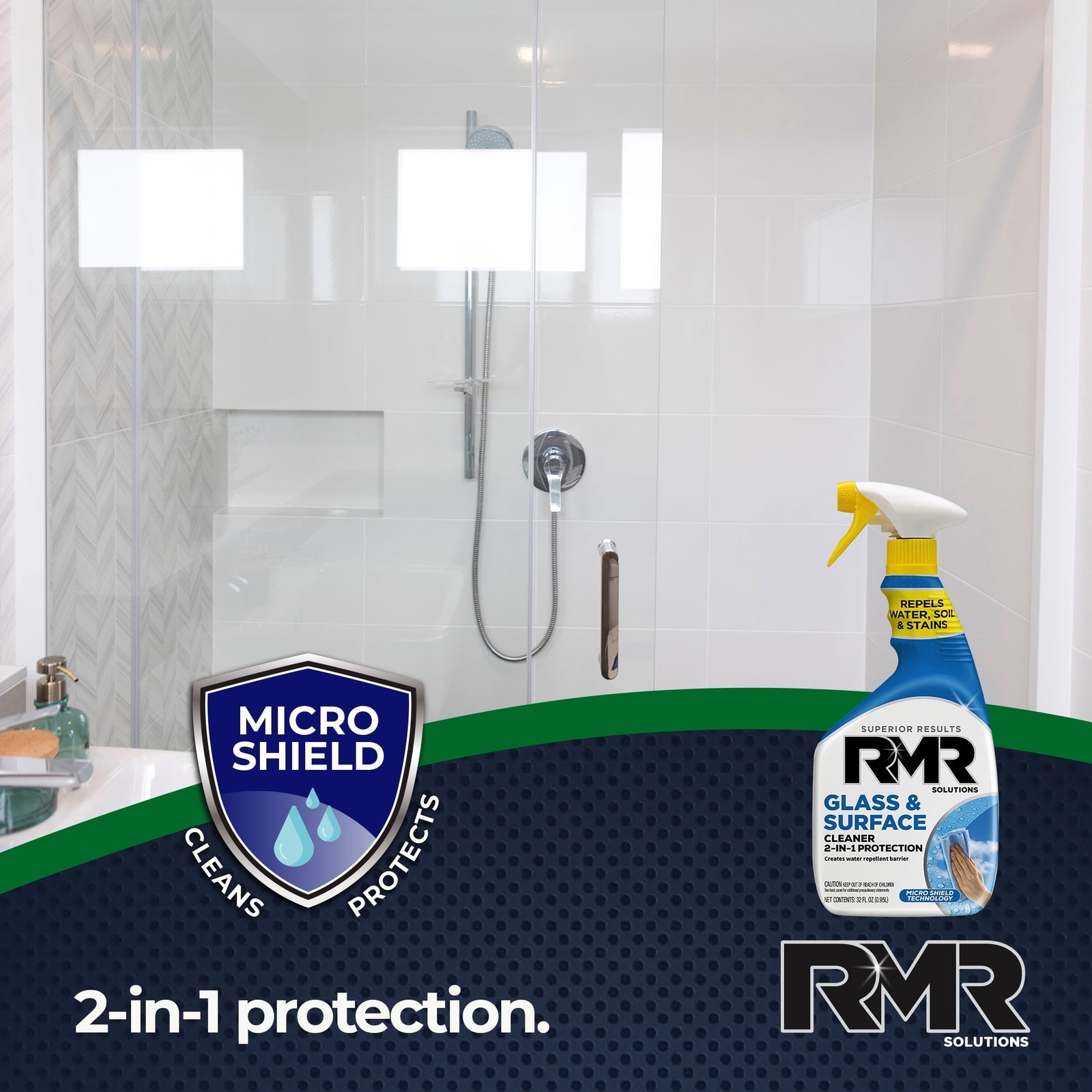 RMR Glass Surface Cleaner Repellent 2 in 1 Formula 32 Ounce Spray Cleaner