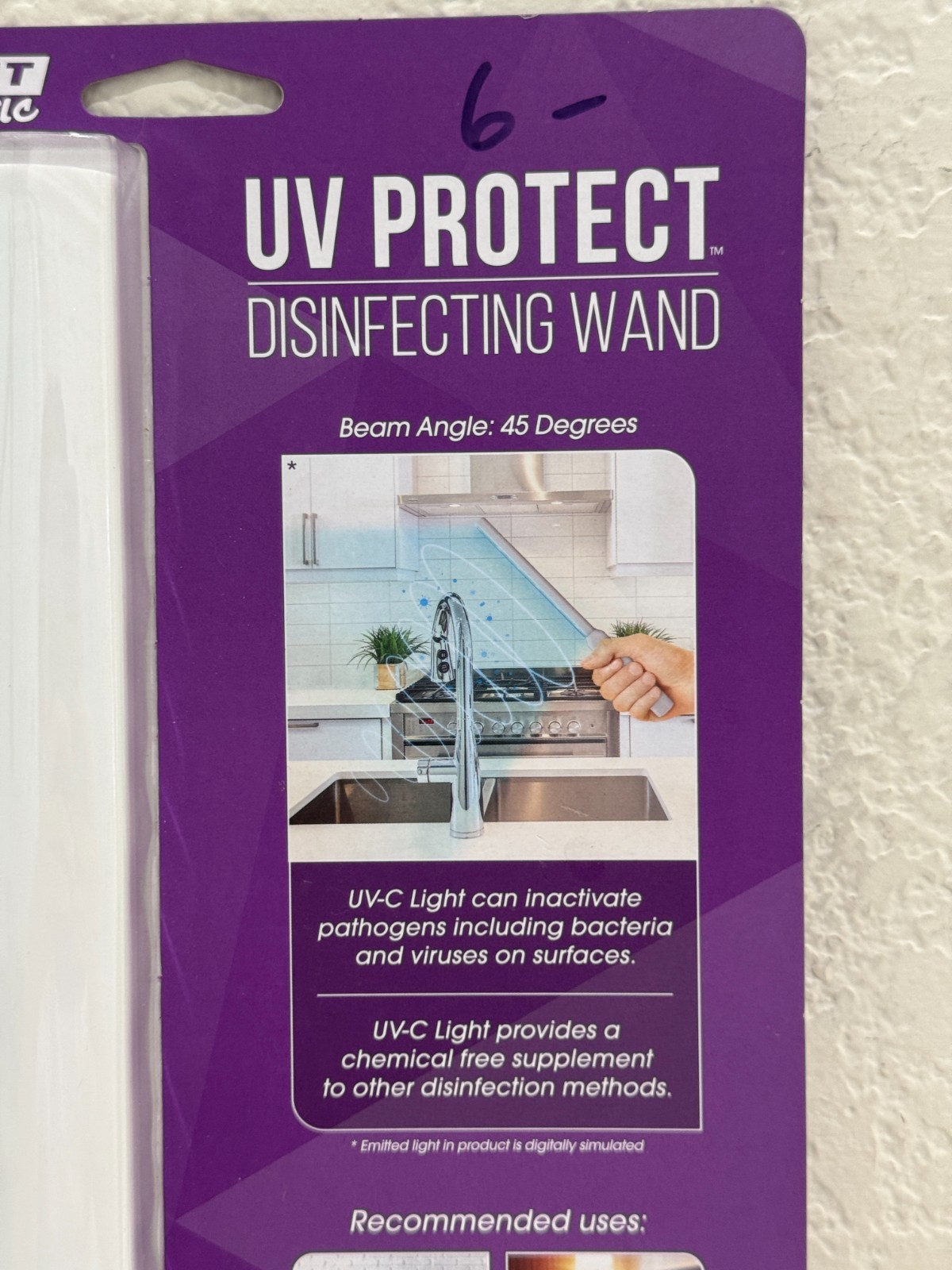 New Feit Electric 6-Watt Portable Disinfecting Sanitizing Wand 6 WATTS USB