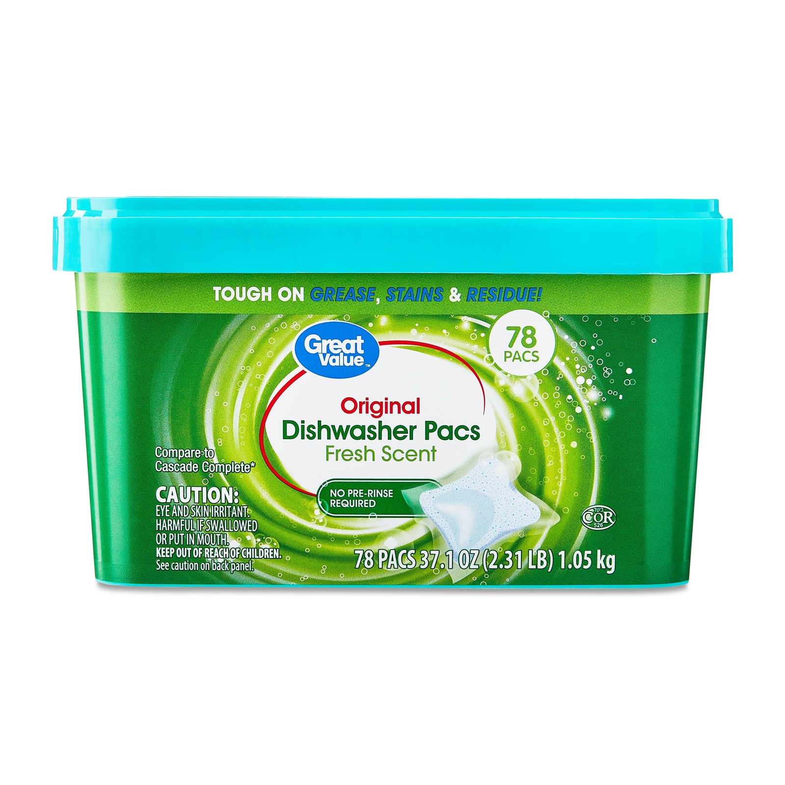 Great Value Automatic Dishwasher Pacs, Fresh Scent, 78 Count