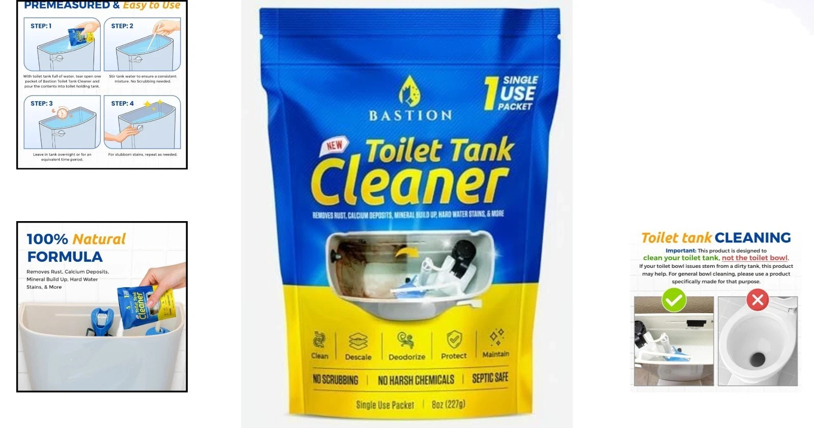 8oz Toilet Tank Cleaner – Septic Safe, No Scrubbing, Tough on Hard Water Stains
