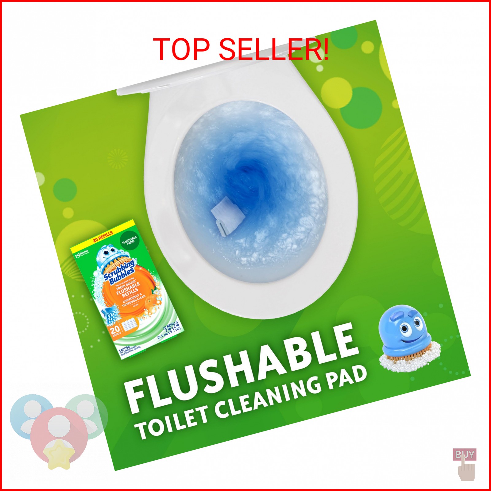 Scrubbing Bubbles Flushable Toilet Bowl Wand Cleaner Refills, Fresh Brush Cleane