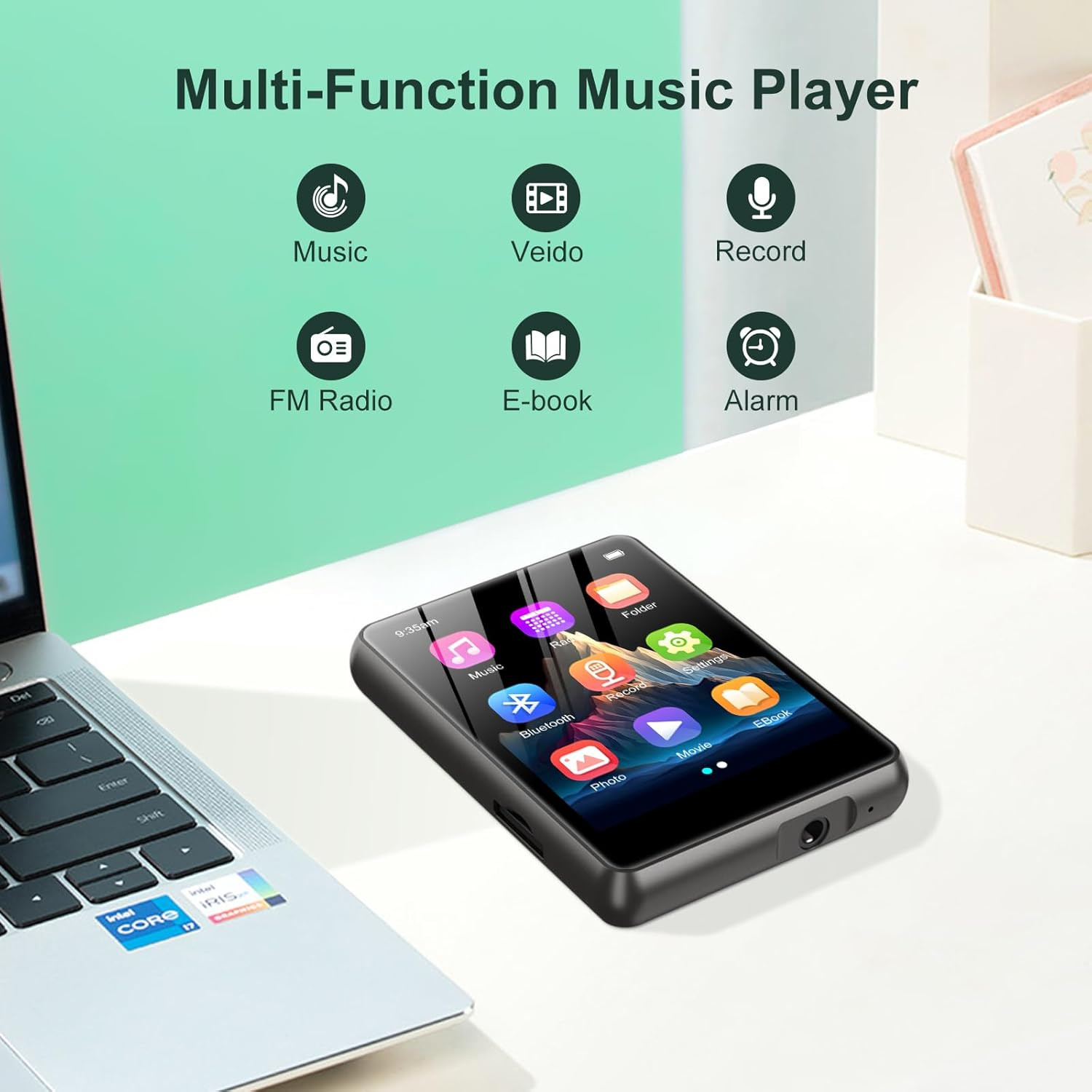 128GB MP3 Player with Bluetooth 5.3, 2.4 Inch Full Touch Screen Portable Music P