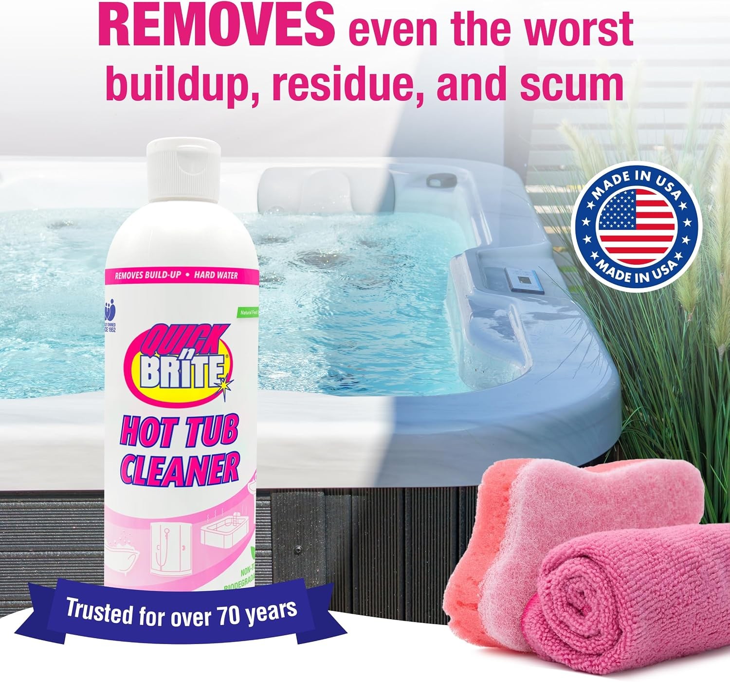 Quick N Brite Heavy Duty Hot Tub Cleaner Kit – Non-abrasive Cleaning Gel with