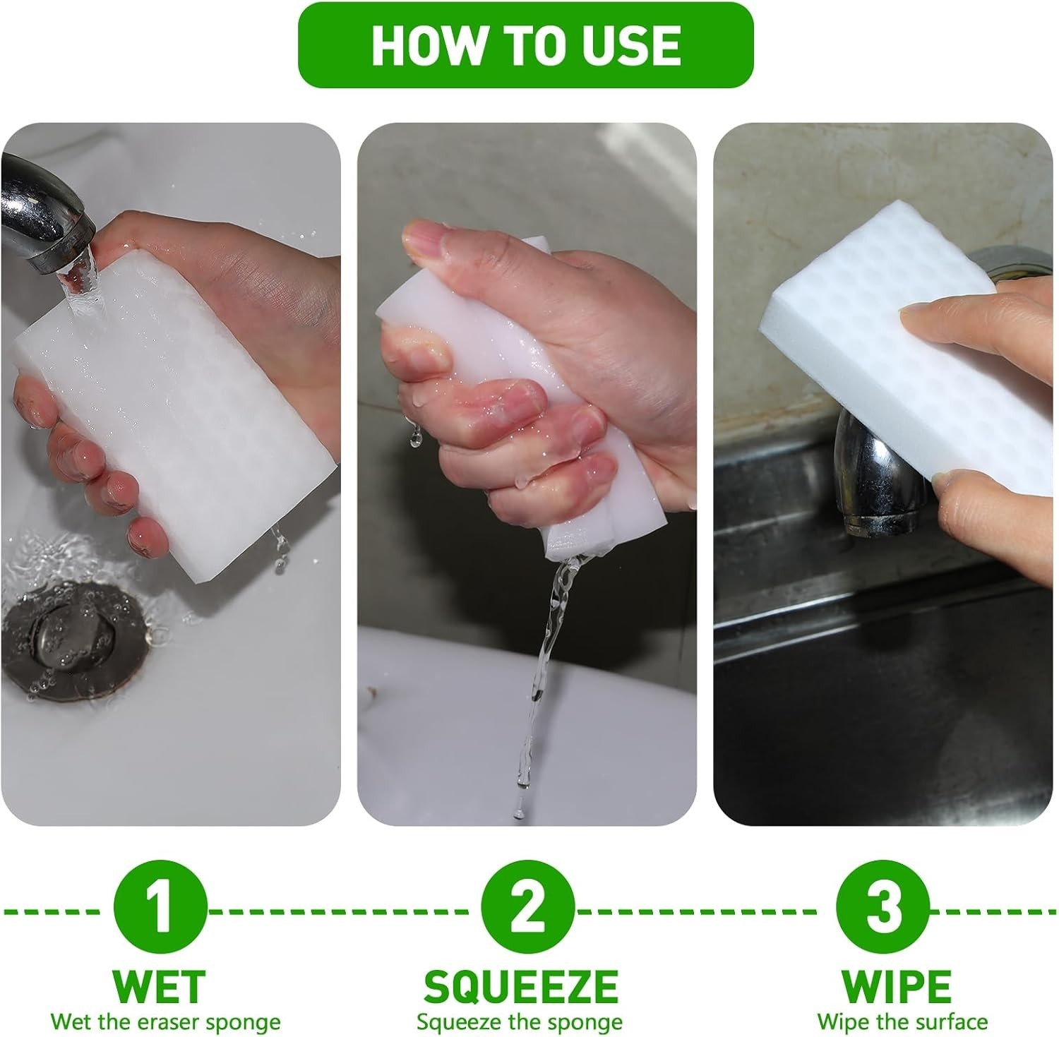 2X Density Sponge Erasers: 50 Pack Non-Toxic Sponges for Effortless Cleaning