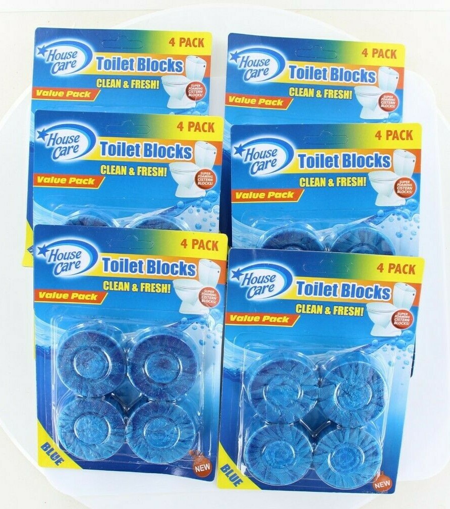 Pack of 24x Toilet Bowl Cleaner Stain Remover Blue Tablets Flush Tank