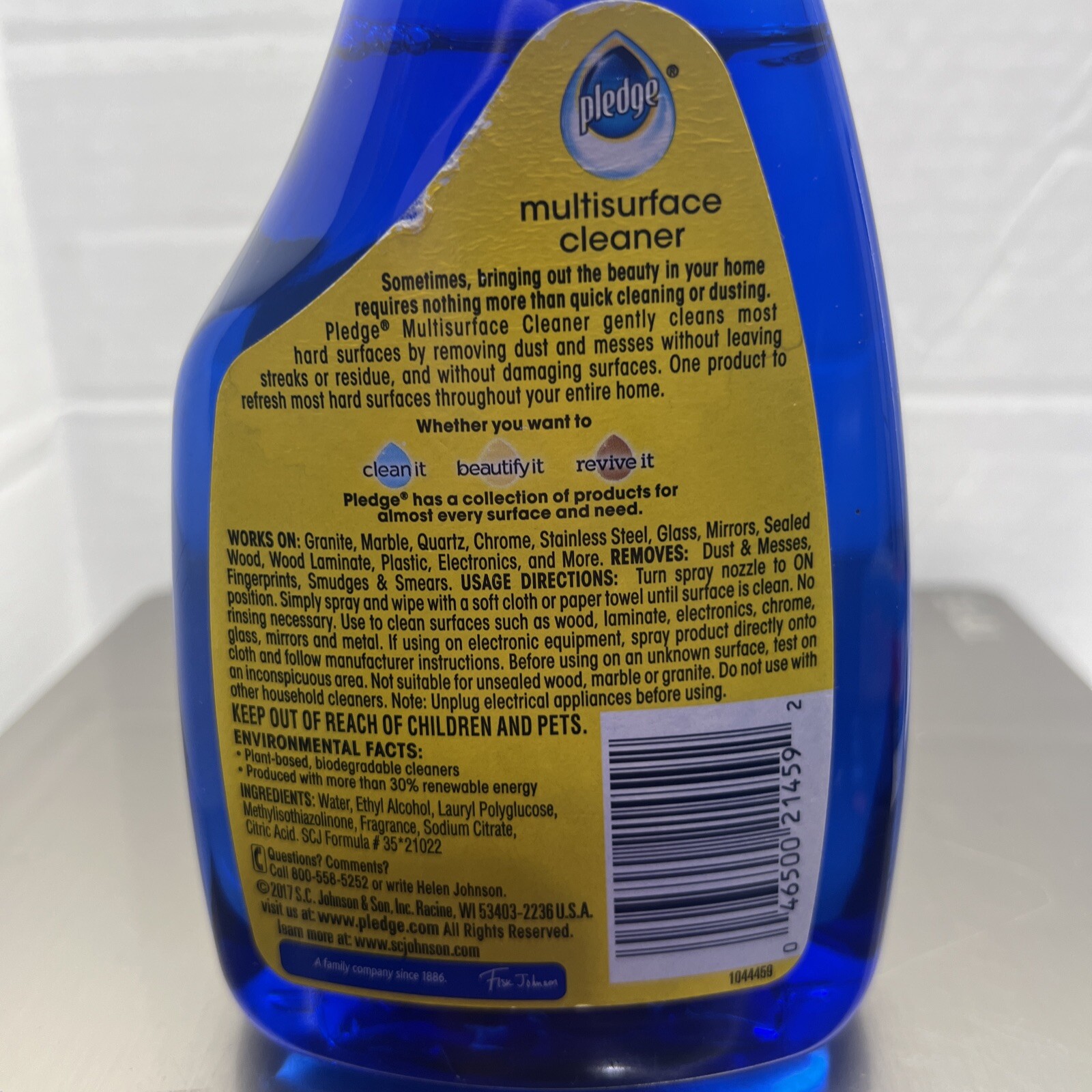 Pledge Multisurface Cleaner Trigger Fresh Citrus 16 fl oz Torn Label