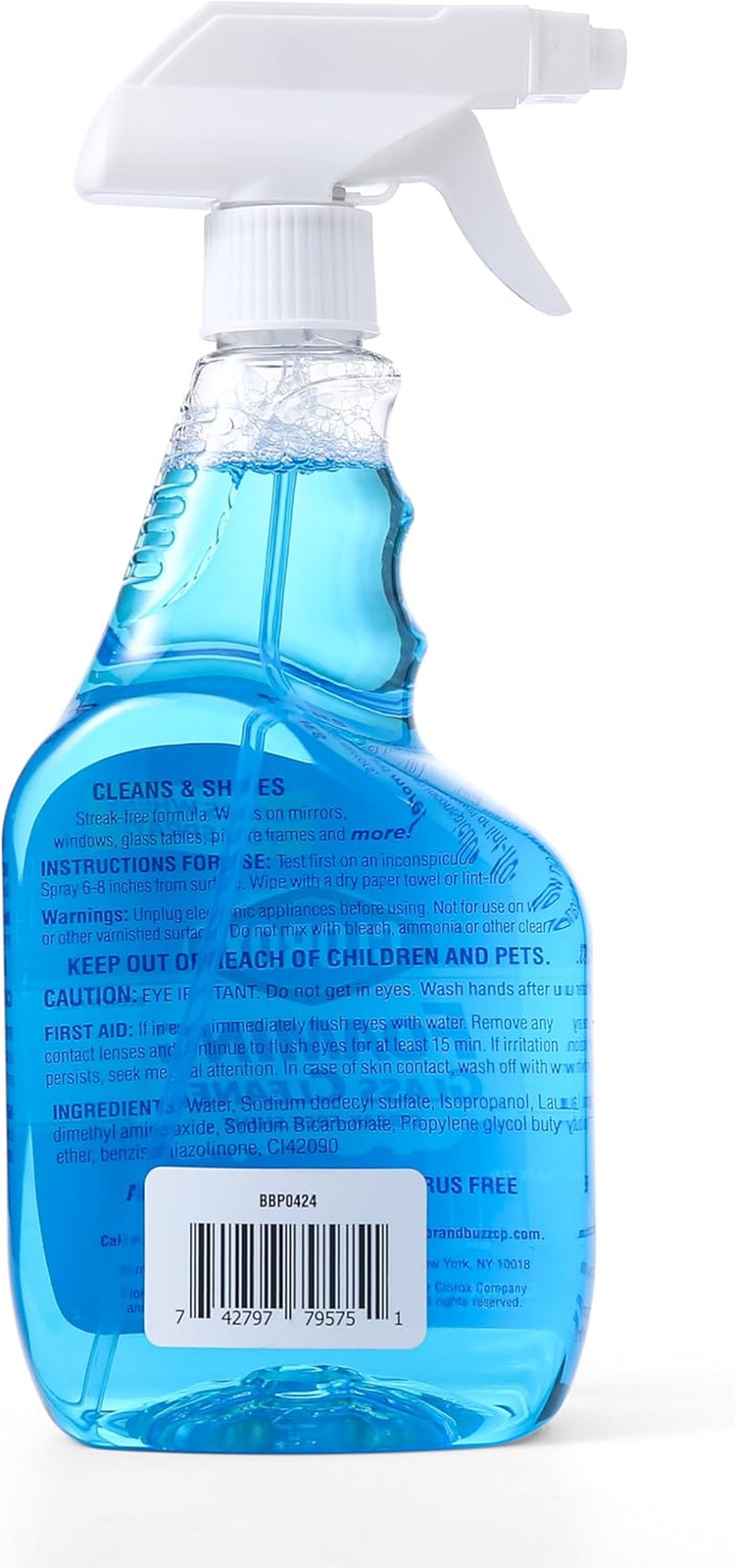 Foaming Glass Cleaner Trigger Spray, Streak Free No Drip Formula for Windows, Mi