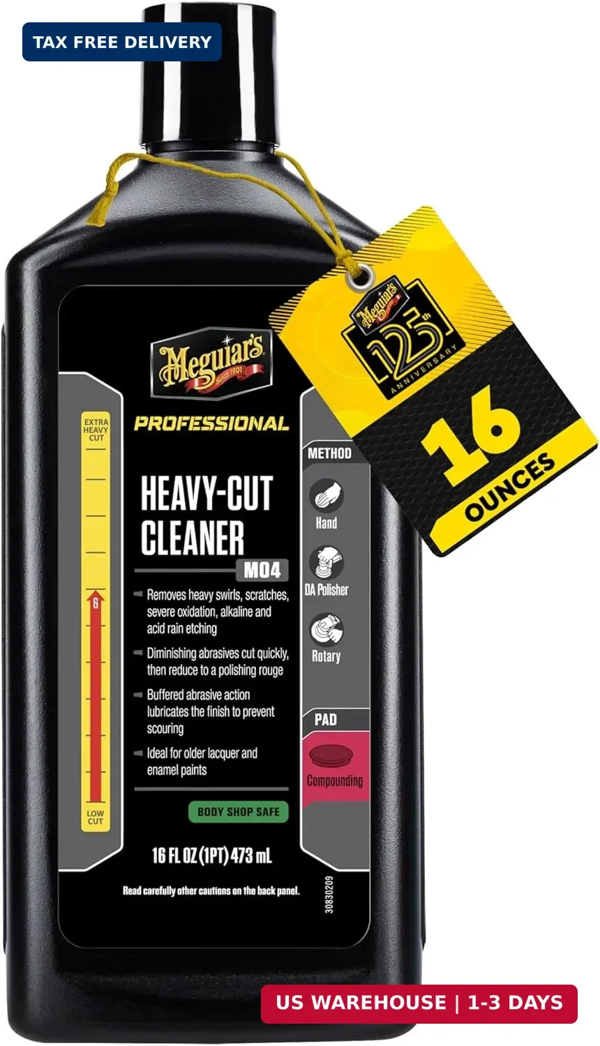 Meguiar’s Mirror Glaze Heavy Cut Cleaner M04, 16 oz Bottle, Professional Paint C