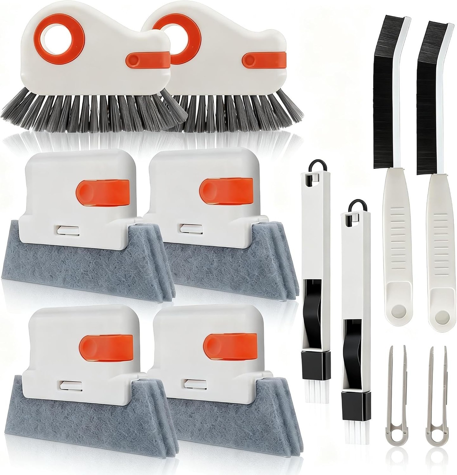 Window Track Cleaner Tool Set 12 Pcs with Crevice Brush and Pliers for Sliding