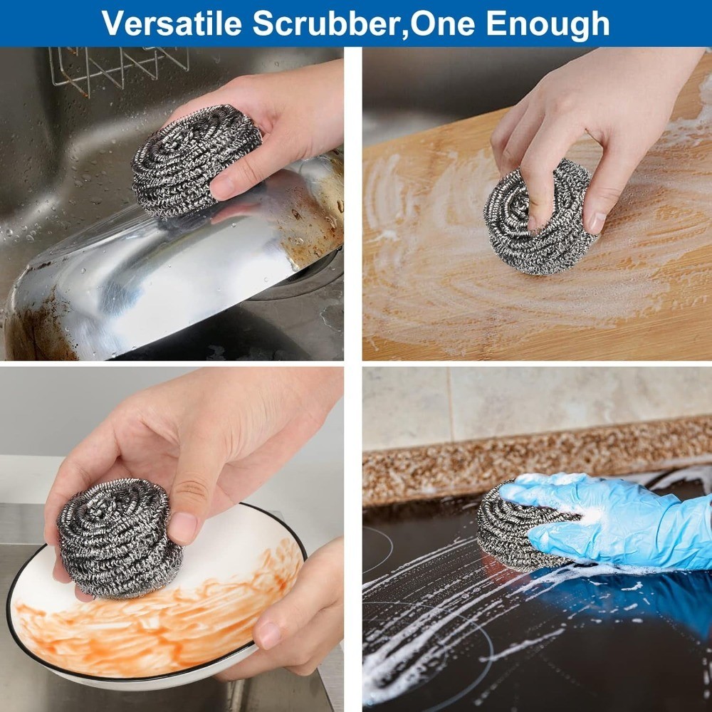 Stainless Steel Scrubber Pads 10 Pack Heavy Duty Scouring Pads for Pots Pans