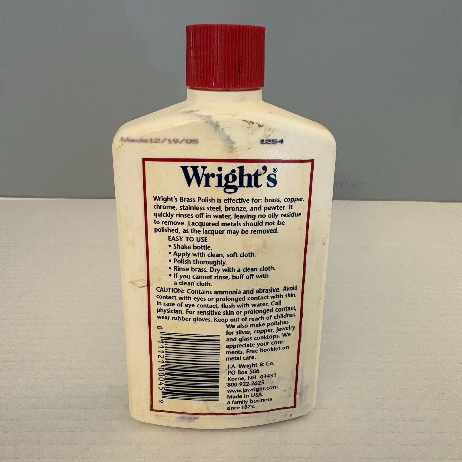 Wright’s Brass Polish 8oz Copper Chrome Bronze Water Based Cleaner 95% Full