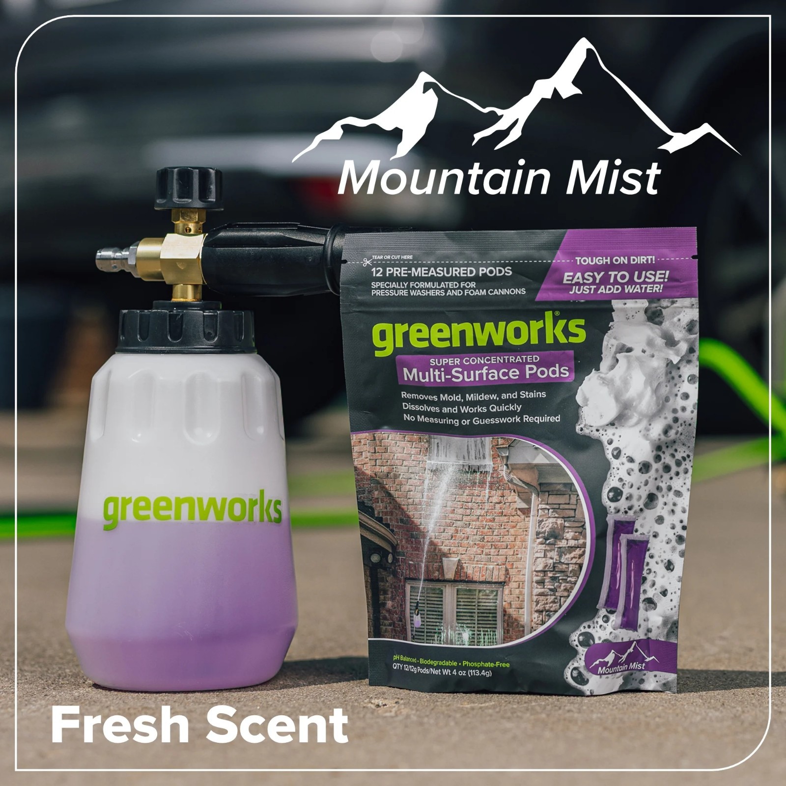 Greenworks Multi-Surface Pods for Car Wash, Patio, Driveway &Outdoor Cleaning