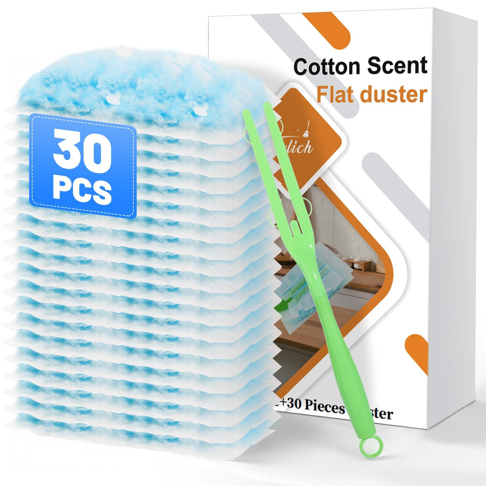 30pcs Disposable Dusters Refills180 Degree Dusters Disposable Duster Heads Blue