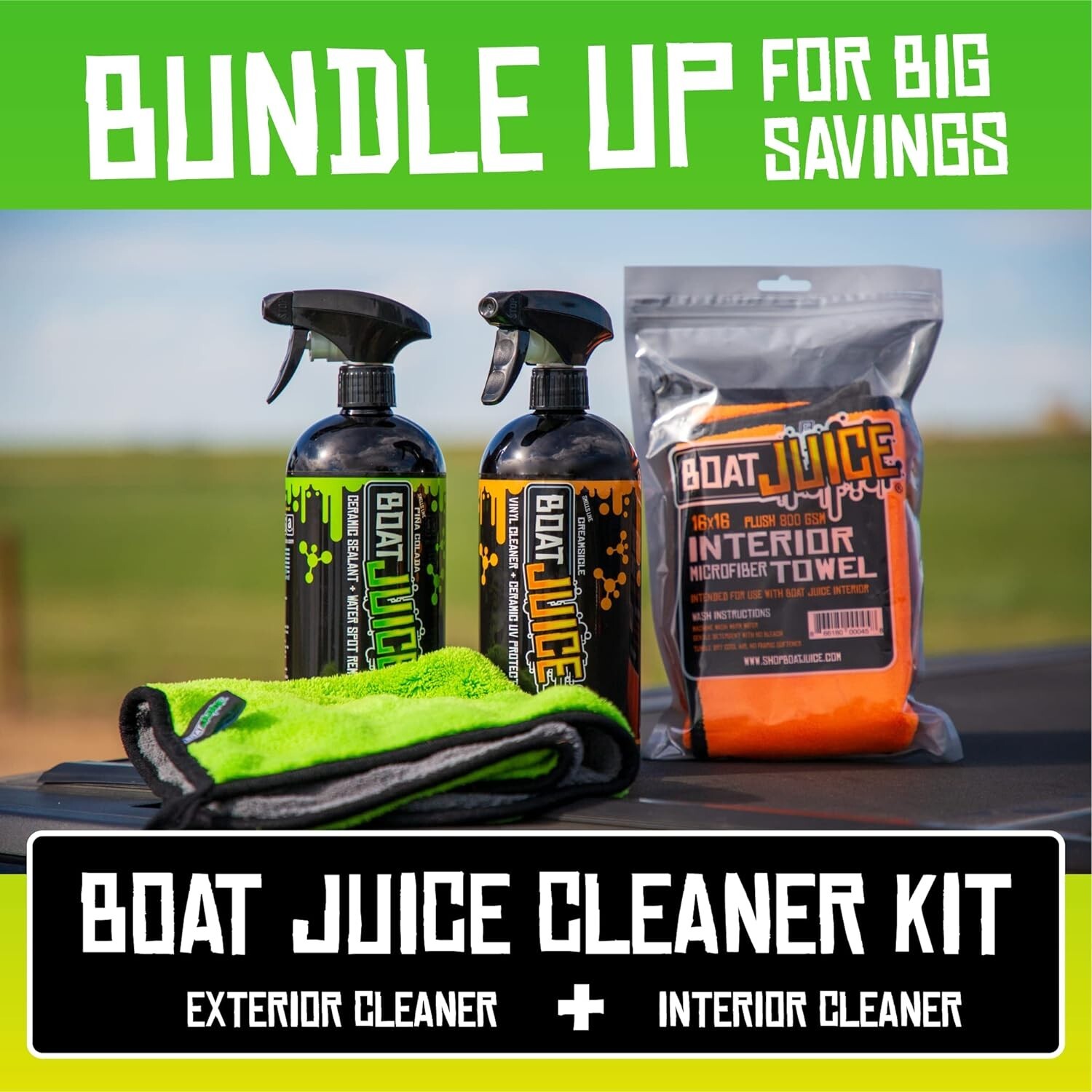 Boat Cleaning Kit: Exterior & Interior Cleaner Set with Ceramic Sealant – 32oz
