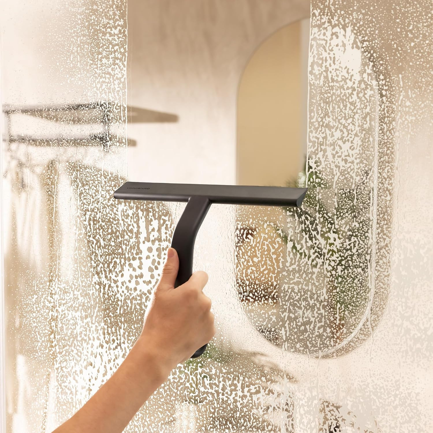 Justhang Shower Squeegee for Glass Doors, All-One-Piece Wider 12″ Silicone Squee