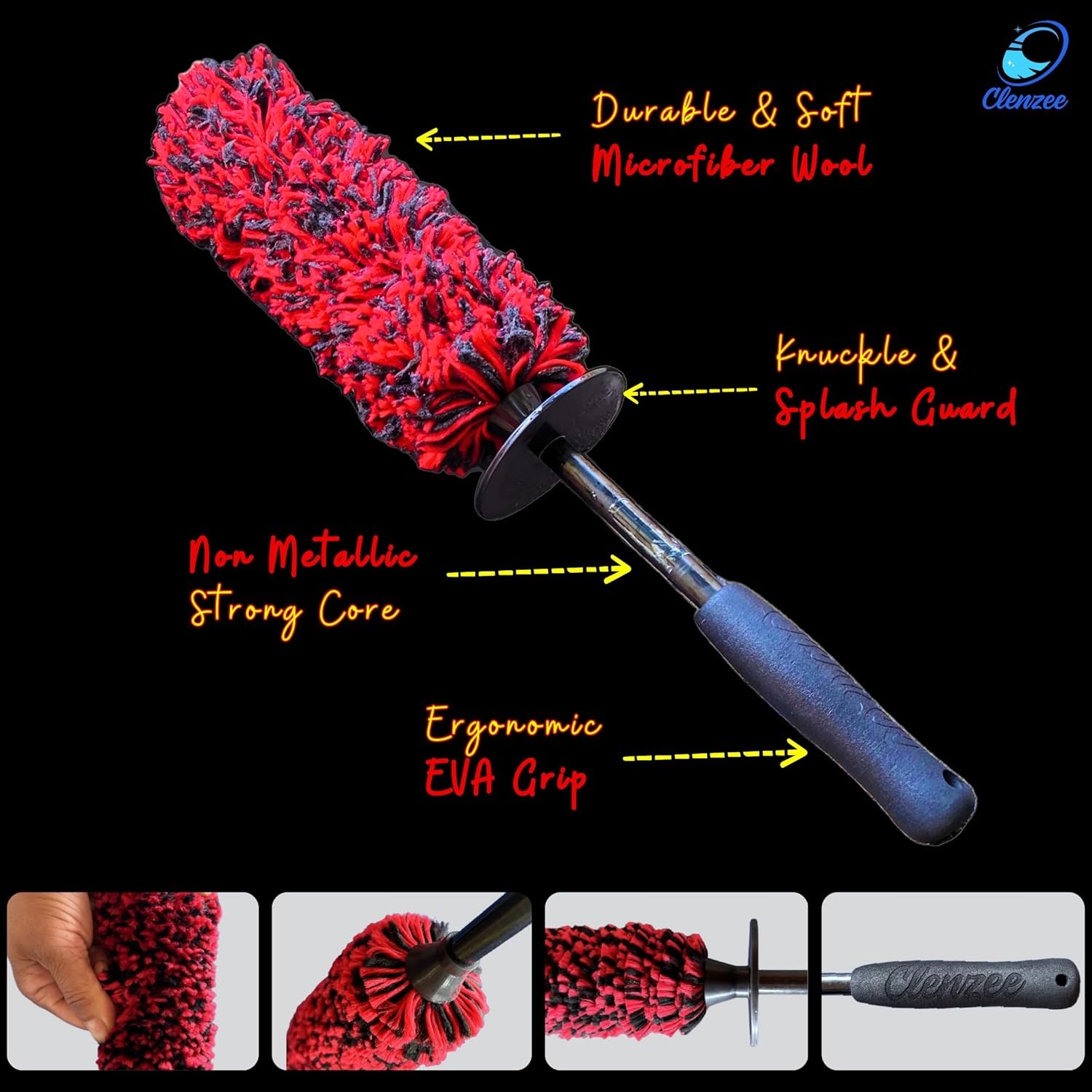 Microfiber Wheel Brush and Nylon Bristles Tire Brush | Regular + Medium 2