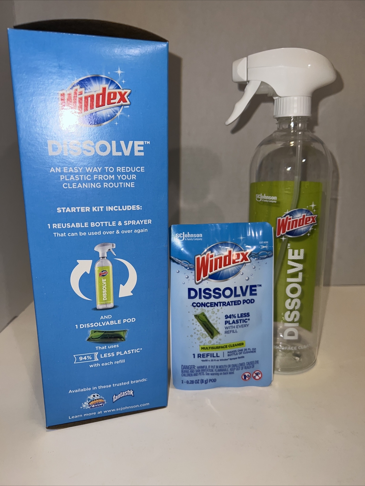 Windex Dissolve Concentrated Pods, Multi surface Starter Kit W/ 1 Pod-*Free~ship