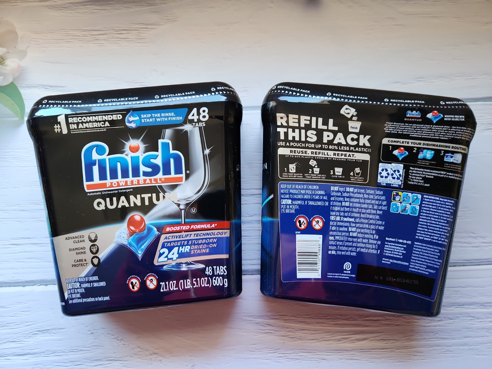 2× Finish Powerball Dishwasher Detergent, Ultimate Clean Cyclesync, 48 Tabs Each