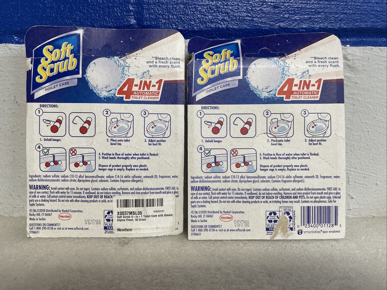 Soft Scrub 4-in-1 Toilet Bowl Cleaner W/ Bleach Alpine Fresh Mint Lot Of 2 New