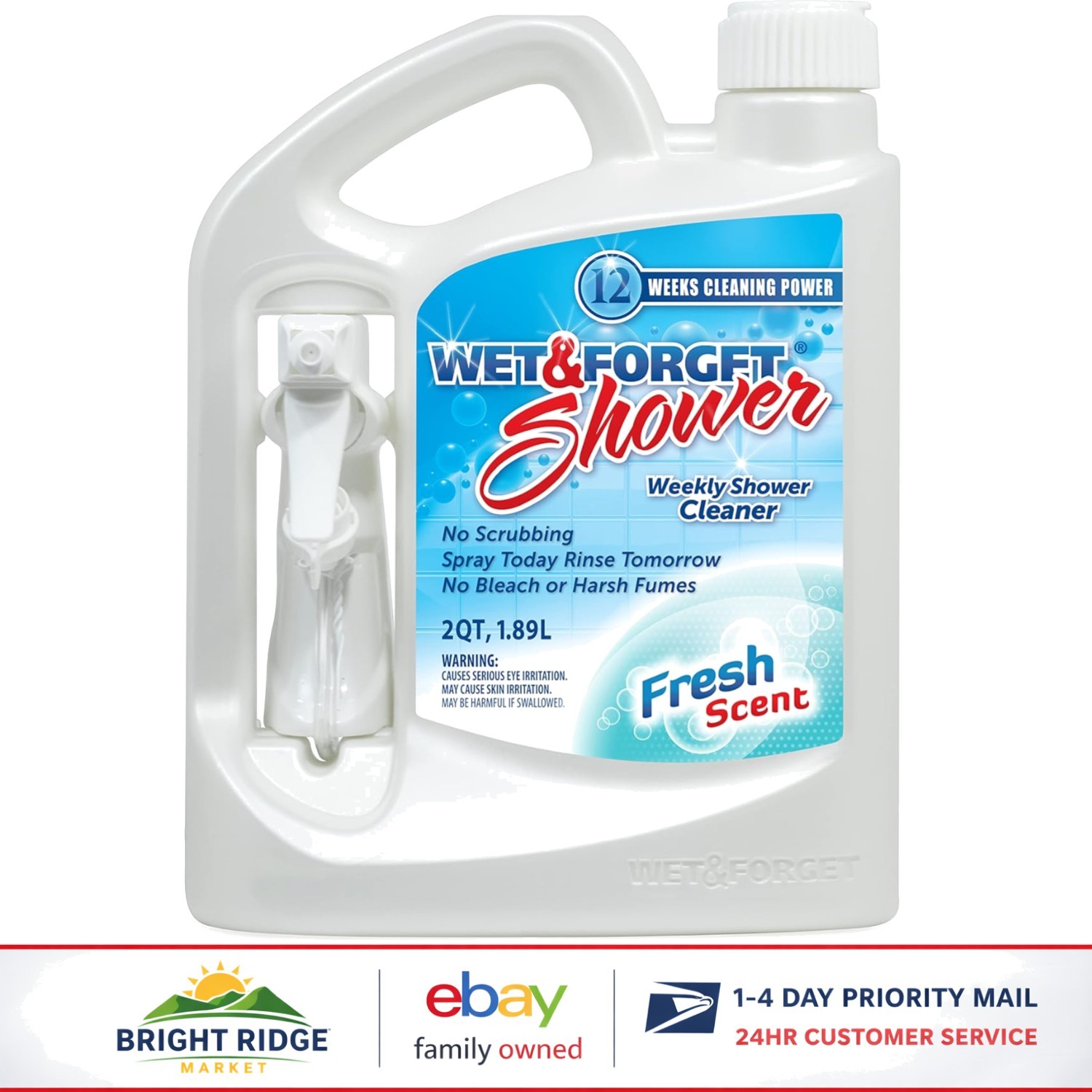 Weekly Shower Cleaner Spray for Grout and Tile, Bleach-Free, 64 Fluid Ounces