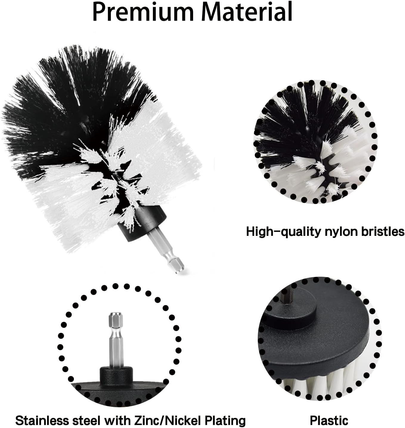 8 Pack Drill Brush Attachment Set,1/4in Power Scrubber Brush + Extend Long Rod,