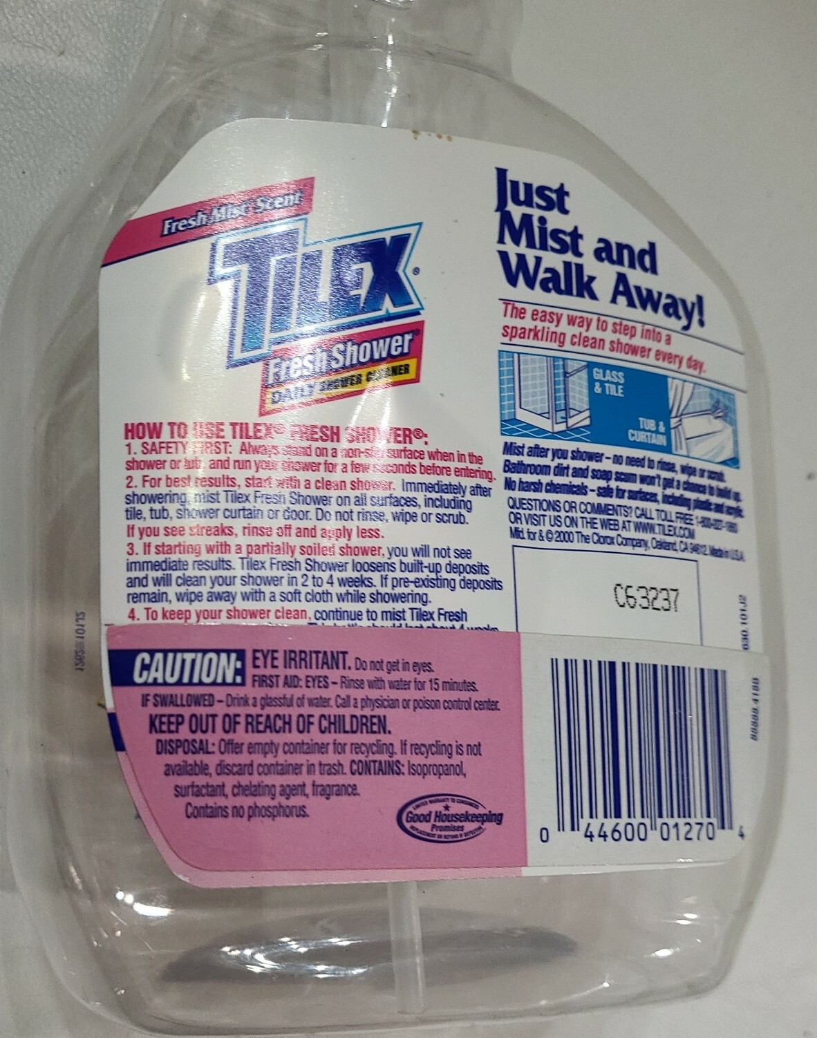 Tilex Fresh Shower Daily Cleaner Refill Full 64 Fl & Empty Spray Bottle Original