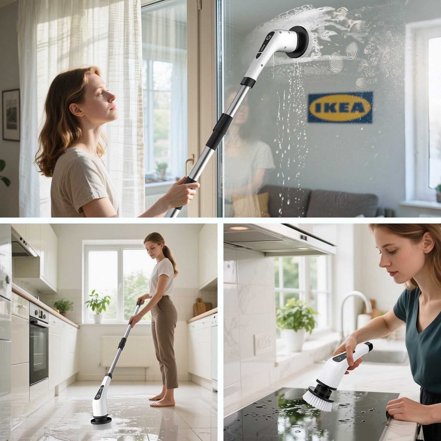 Electric Spin Scrubber, Cordless Bath Tub Power Scrubber with Long Handle & 7…
