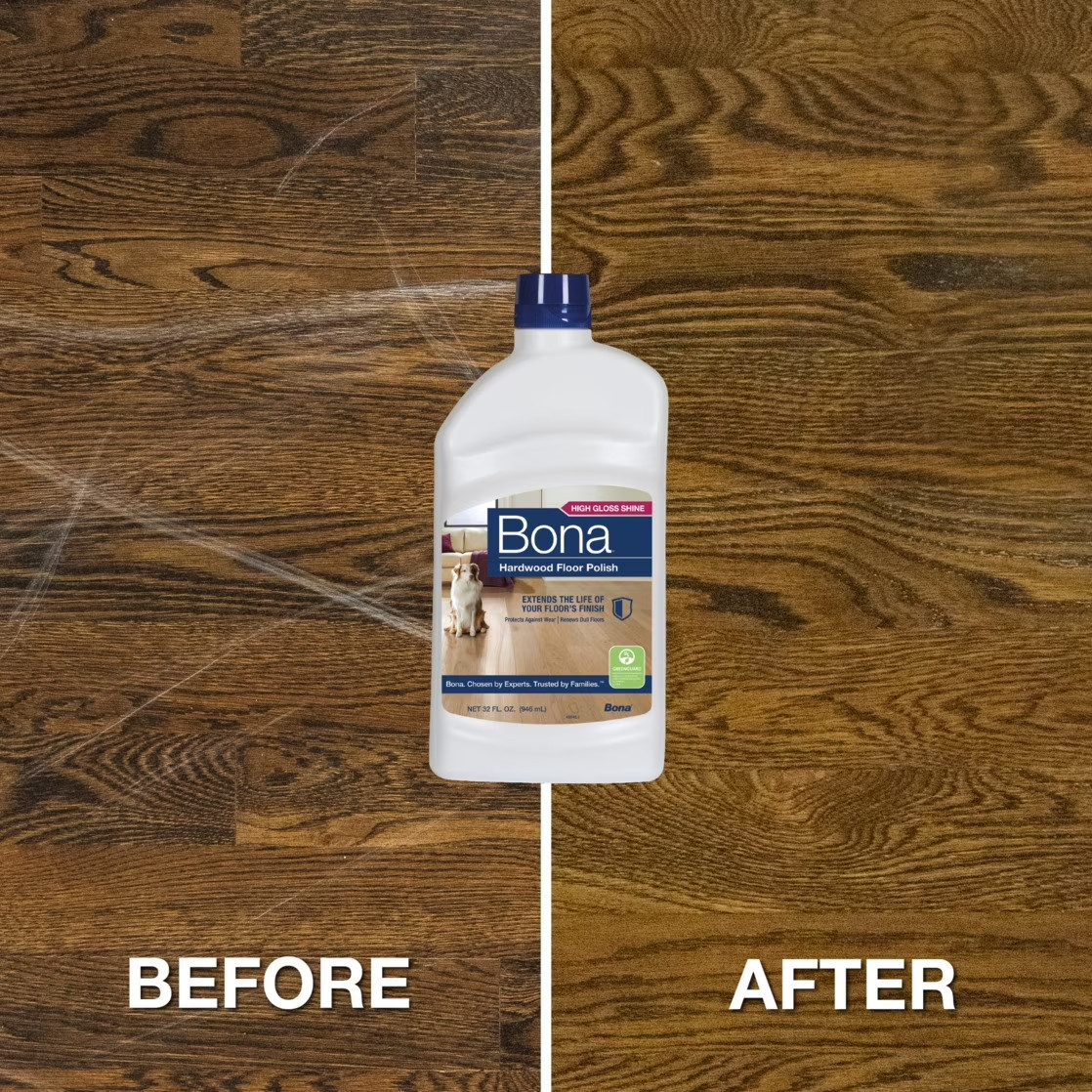 Lot of 2 Bona Hardwood Floor Polish High Gloss 24 fl oz Each Scratch Cover NEW