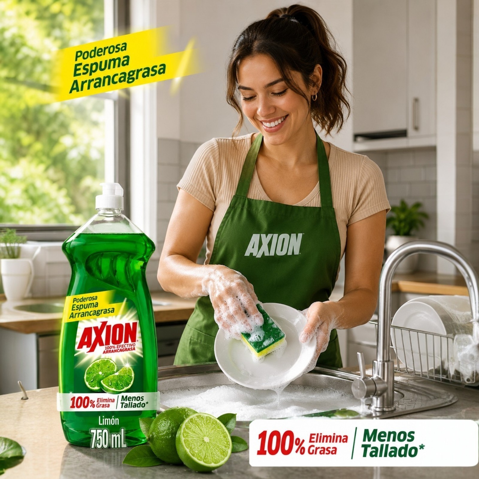 3x Axion Jabón Lavatrastes Arranca Grasa 750ml /Axion Dish Soap Grease Remover