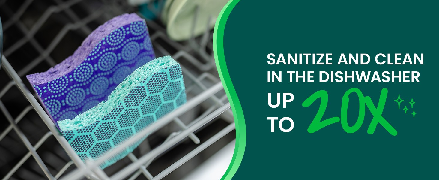 Scrub Dots Non-Scratch Scrub Sponge, Rinses Clean, for Washing Dishes and