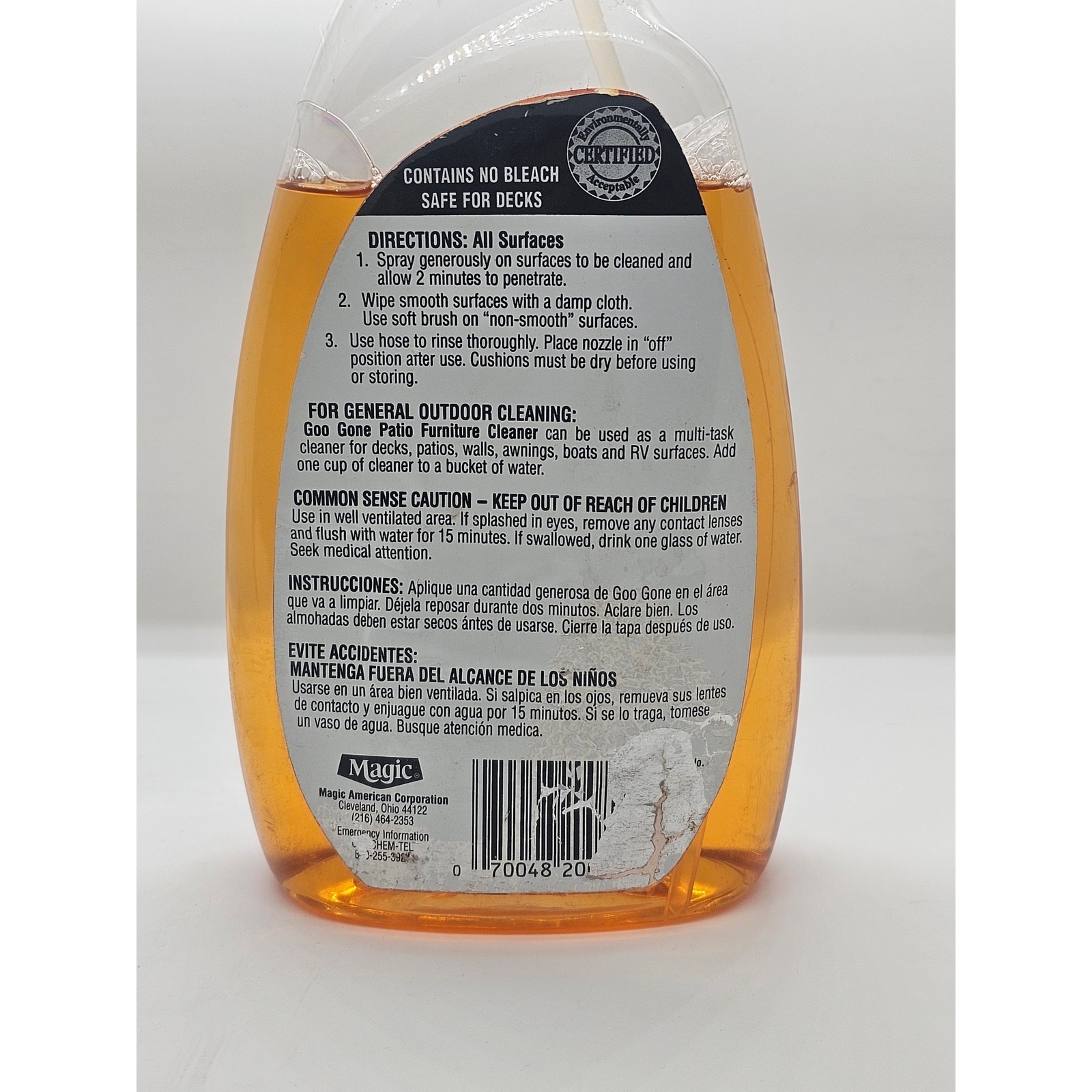 USED Goo Gone Outdoor Patio Furniture Cleaner 24 oz Spray