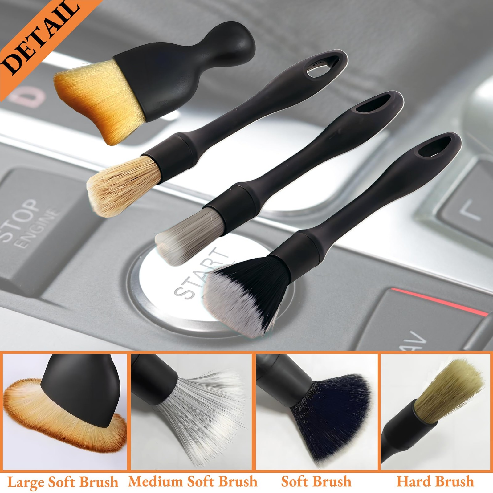 8 PCS Car Detailing Brush Set, Car Interior and Exterior Soft Bristle Cleanin…
