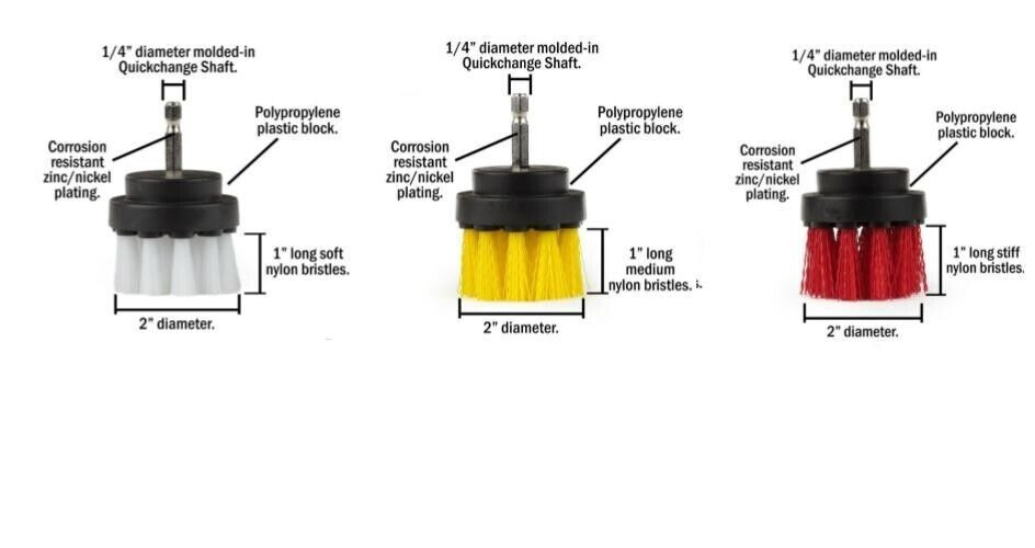 Round Nylon Brush with Shaft for Drill – Small Diameter Drill Brush Scrubber Kit