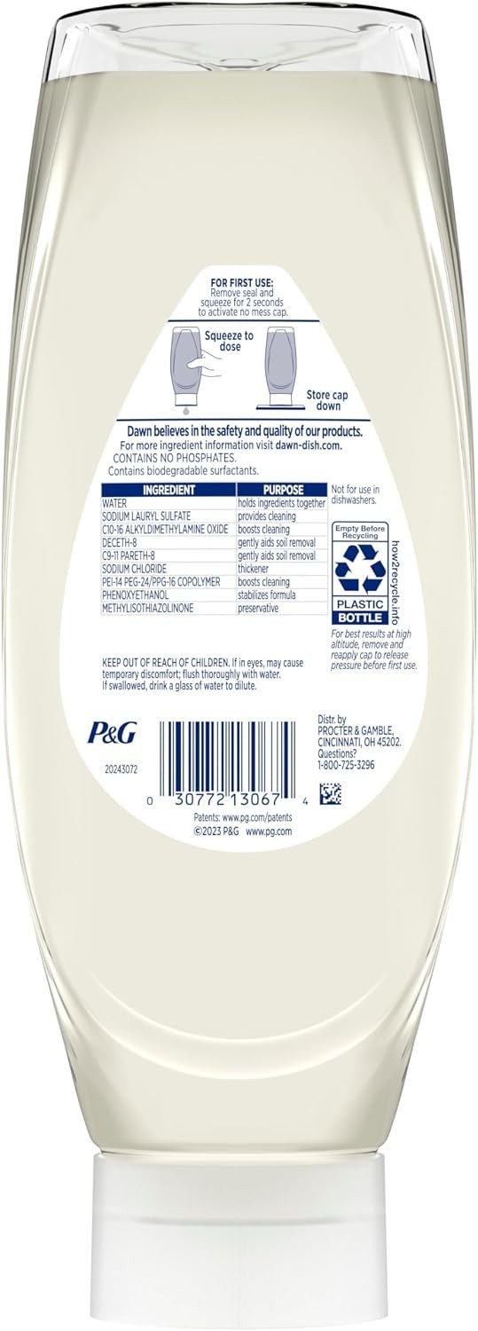 Free & Clear EZ-Squeeze Dish Soap Liquid 24.3 Fl Oz Grease Biodegradable