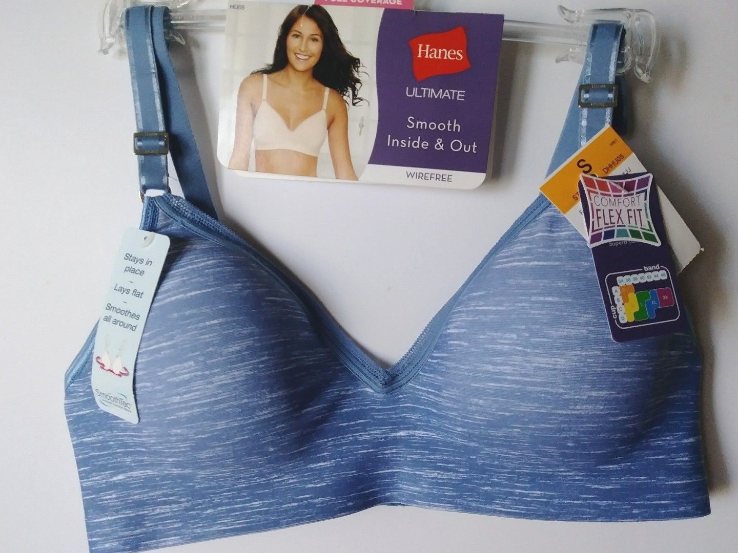 HANES COMFORT FLEX FIT FULL COVERAGE SIZE SMALL FRONTIER BLUE NWT STAYS IN PLACE