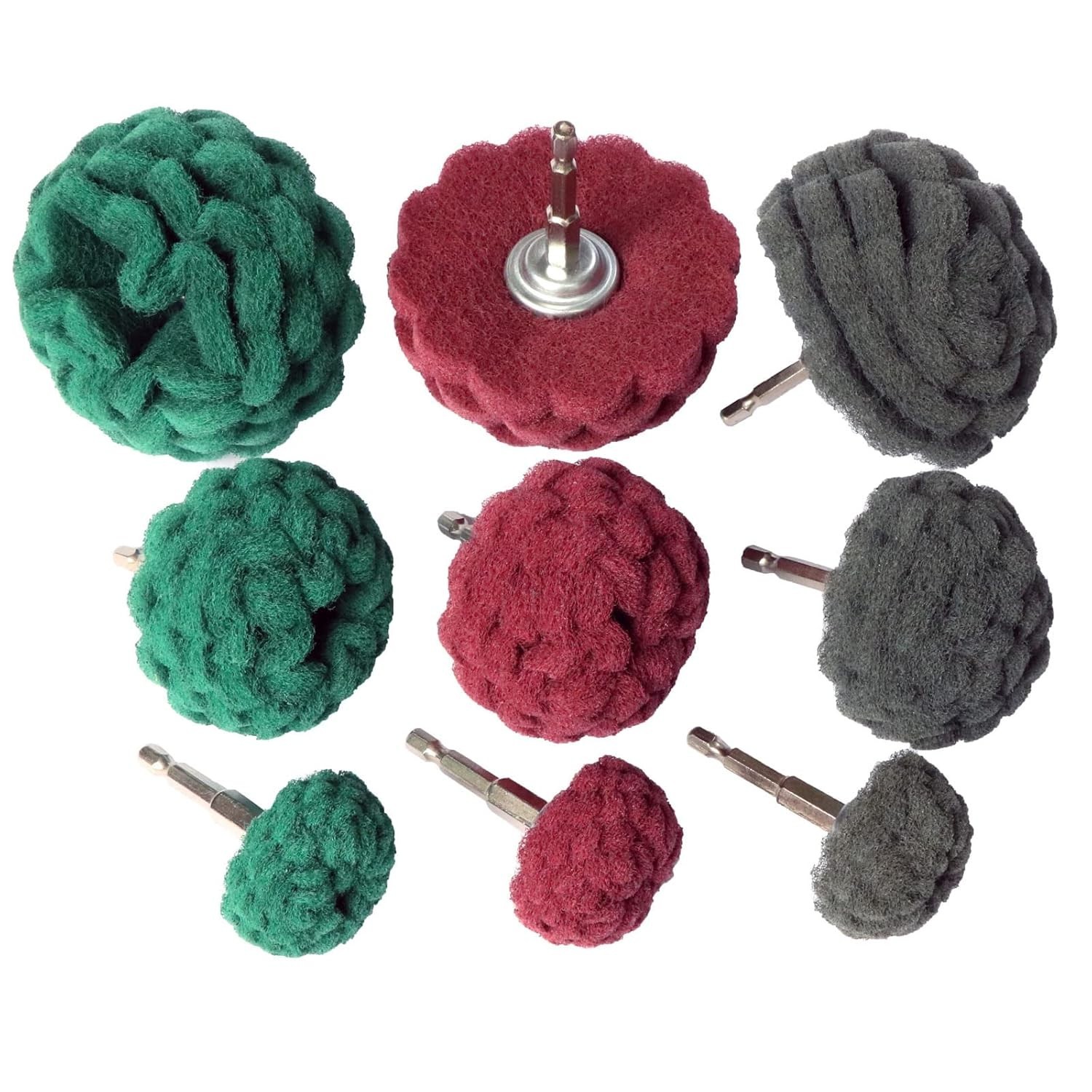 Abrasive Drill Buffing Set 9pcs Non Woven Metal Surface Cleaning Accessories