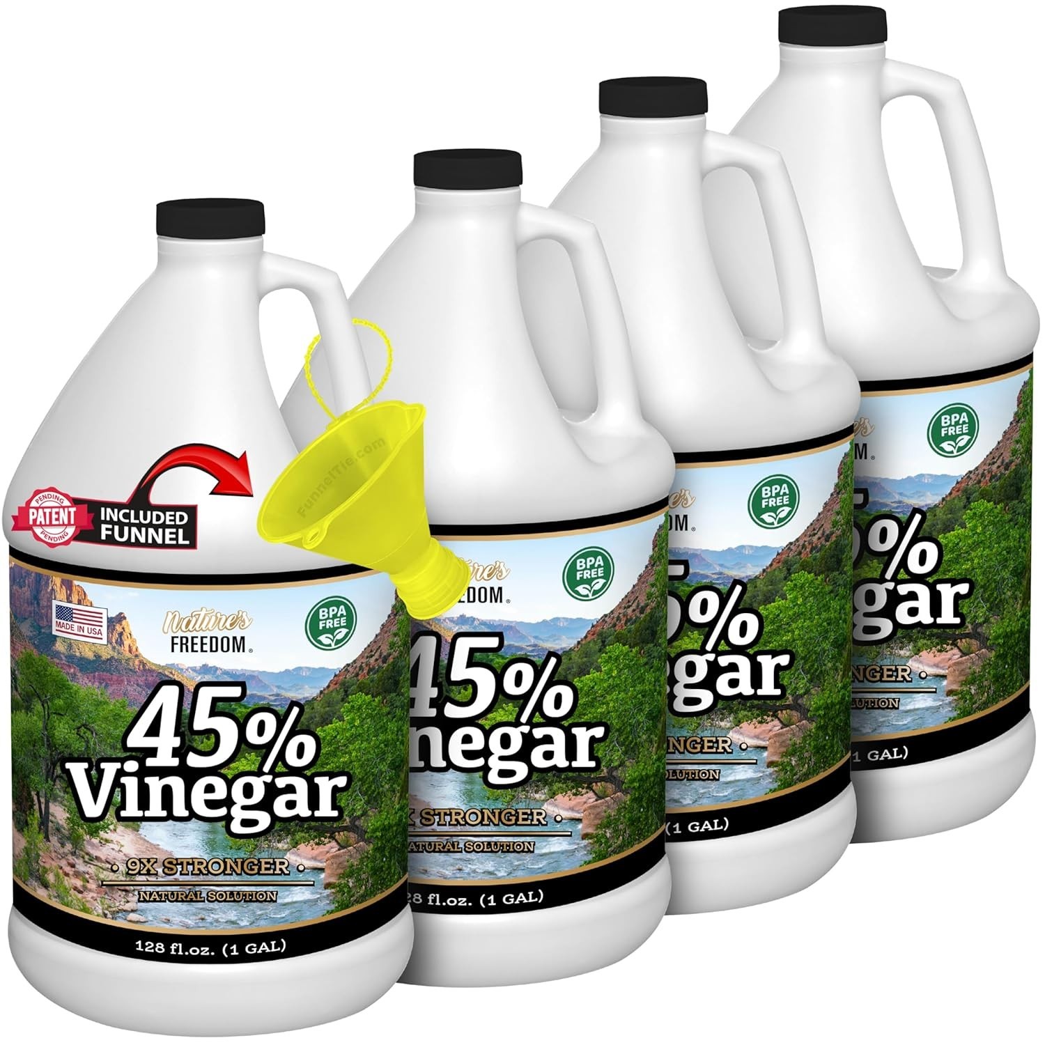 45% High Strength Vinegar with Funnel – Multi-Purpose – 4 Gallons