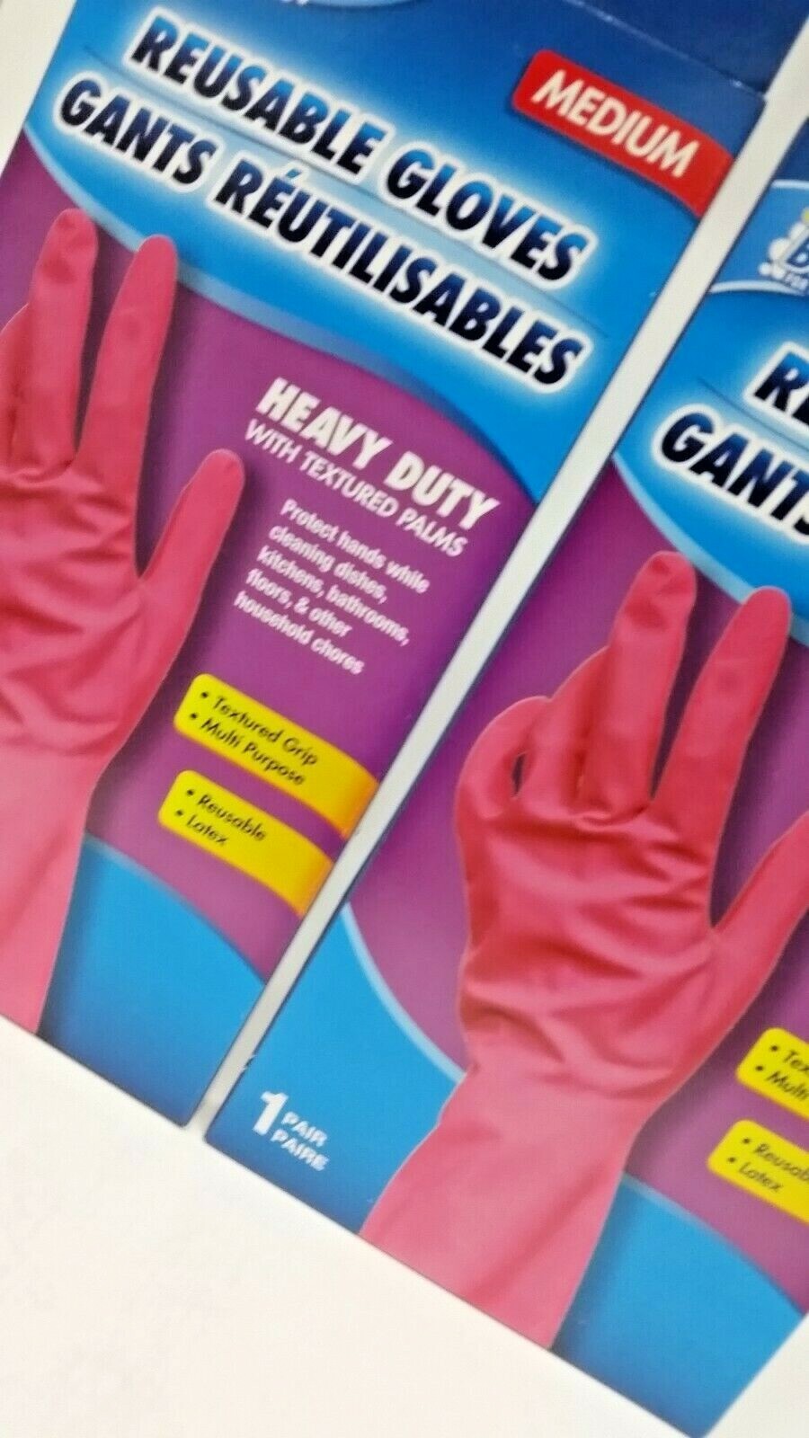 2 Pack SCRUB BUDDIES PINK HEAVY DUTY REUSABLE LATEX GLOVES SIZE MEDIUM 1Pair/Pk
