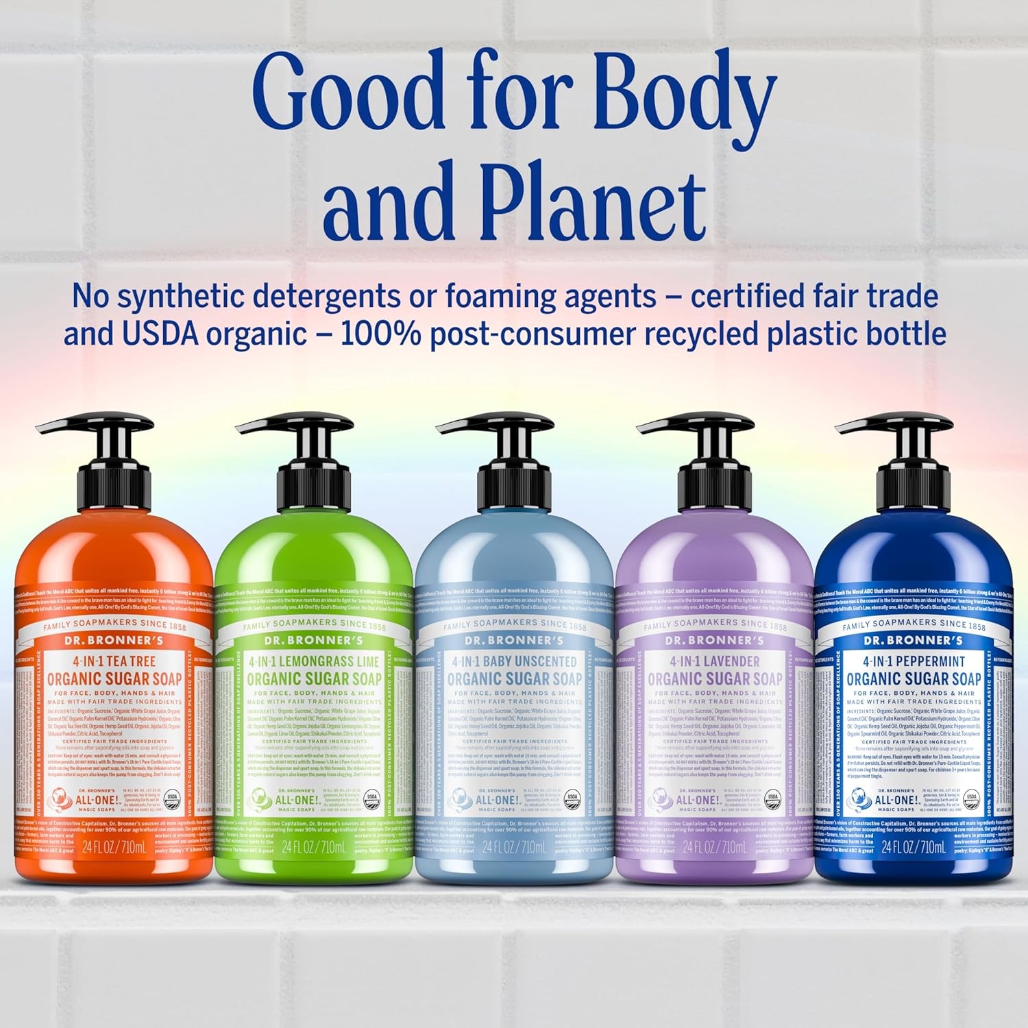 Dr. Bronner’s Organic Sugar Soap (Lavender, 64 Ounce)- Made with Organic Oils,