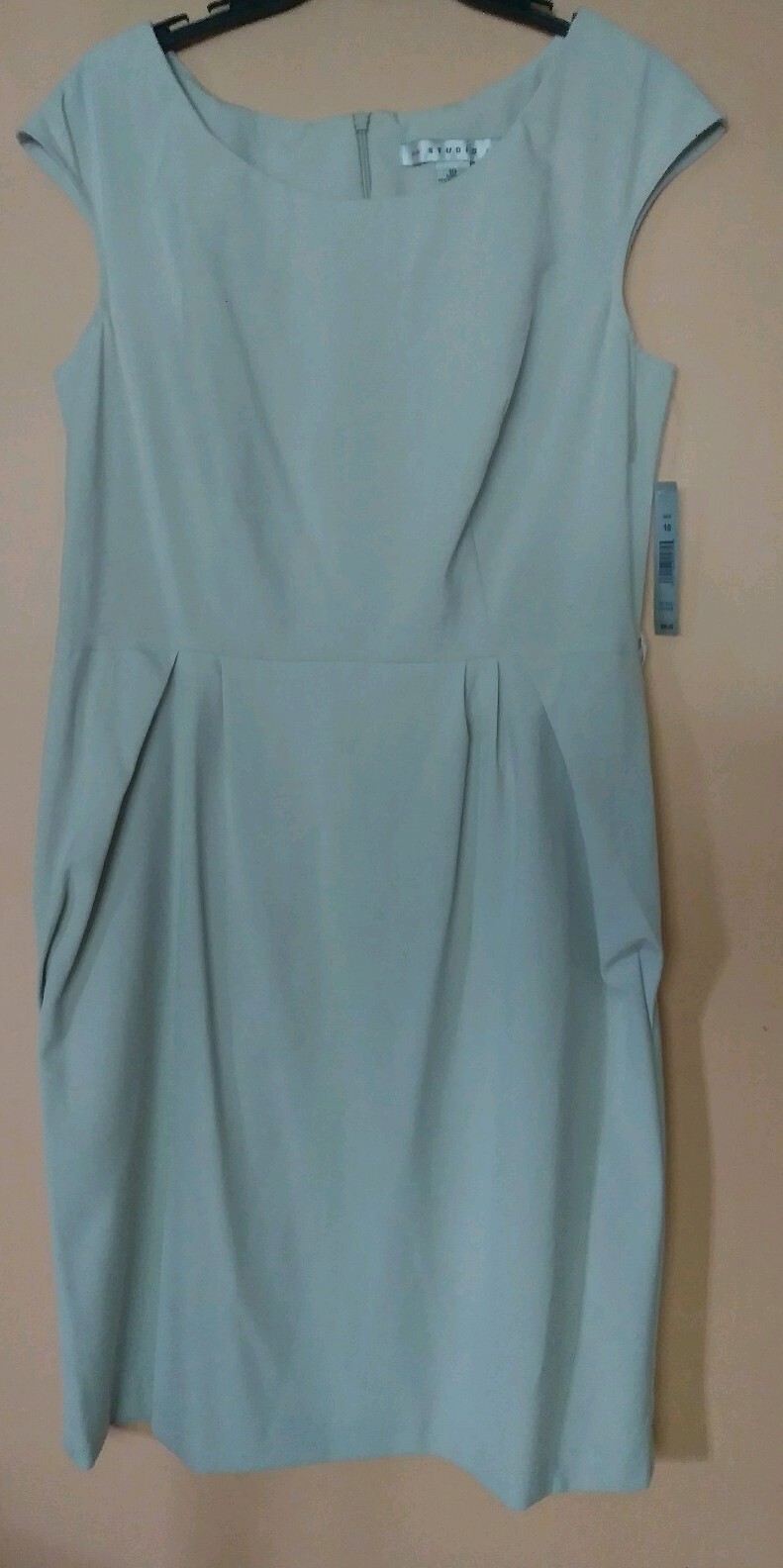AA STUDIO AA CASUAL DRESS KHAKI SIZE 10 STRETCH NWT POLY RAYON SPANDEX SLEEVELES