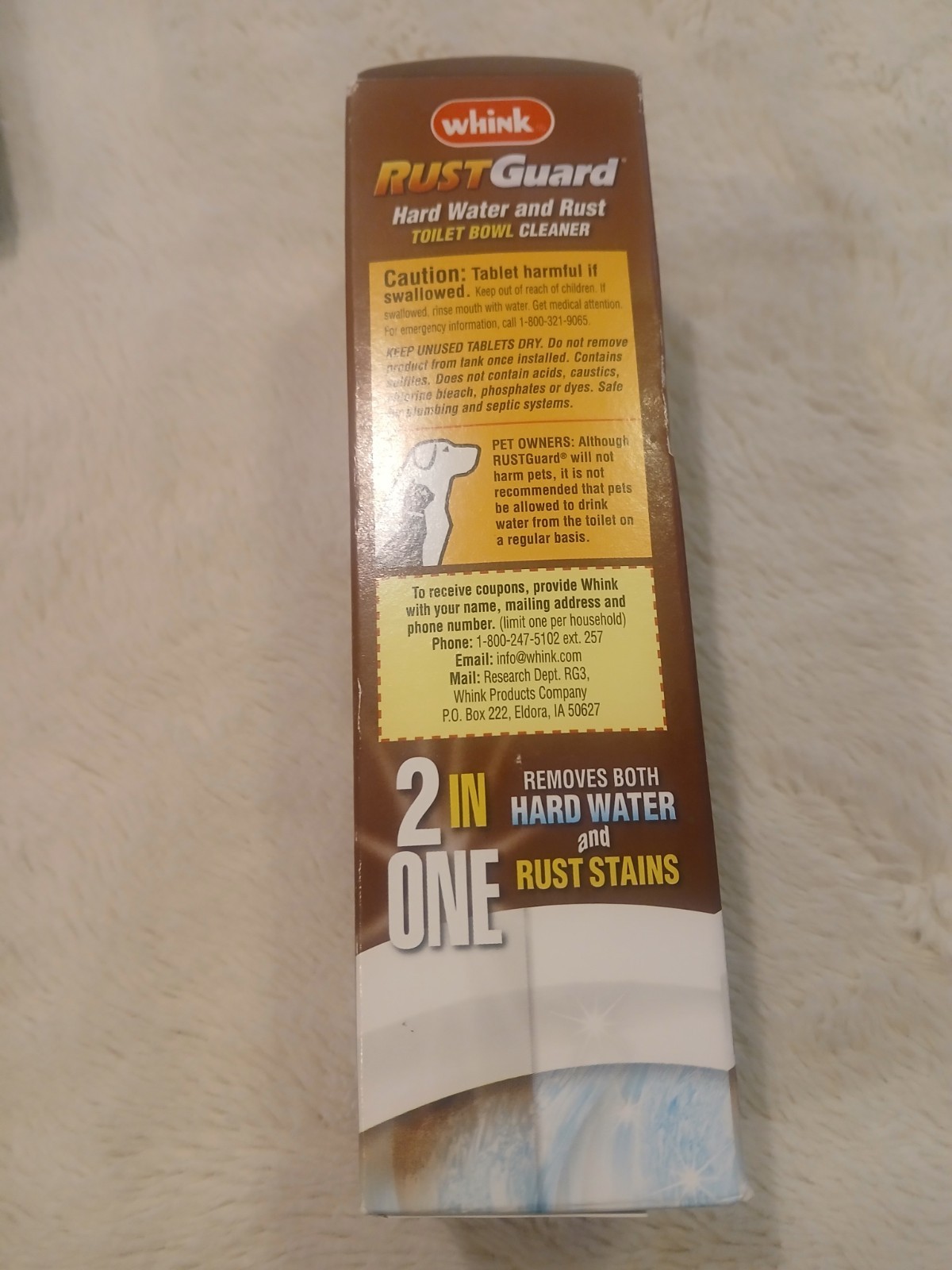 NEW Whink Rustguard 2-in-1 Hard Water & Rust Stain Toilet Bowl Cleaner 12oz