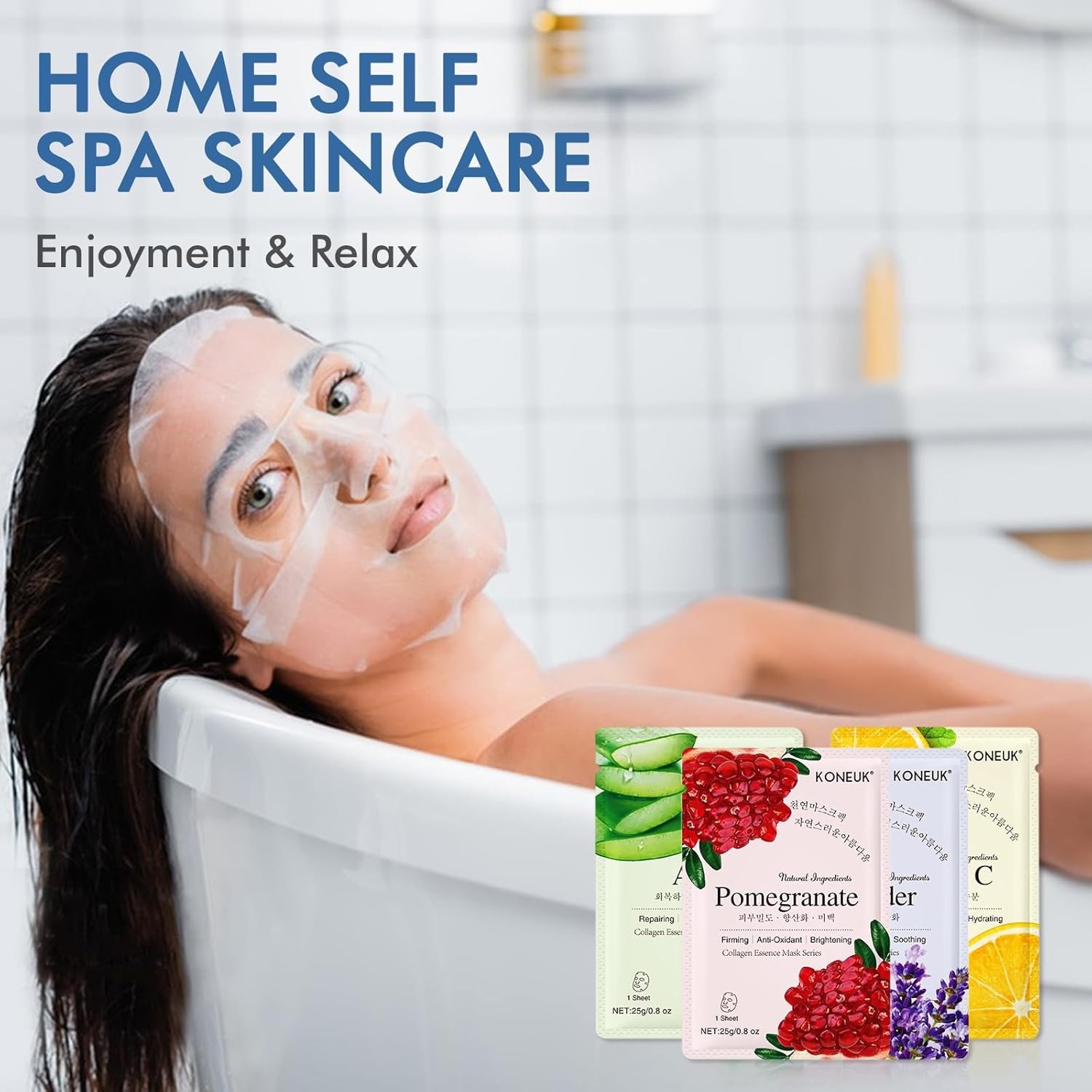KONEUK 126 Pack Sheet Face Masks Skincare, Bulk Facial Mask Gifts Set for Wome