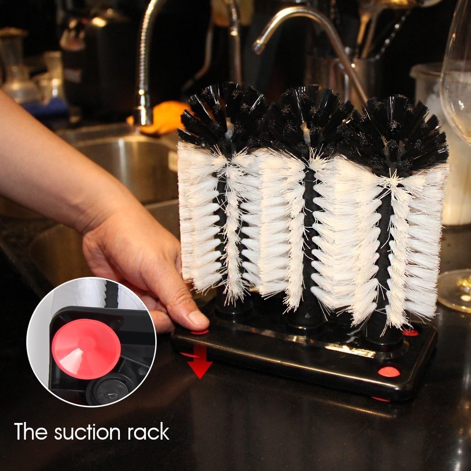 Glass Washer Brush Cleaner – 3 Brushes per Base
