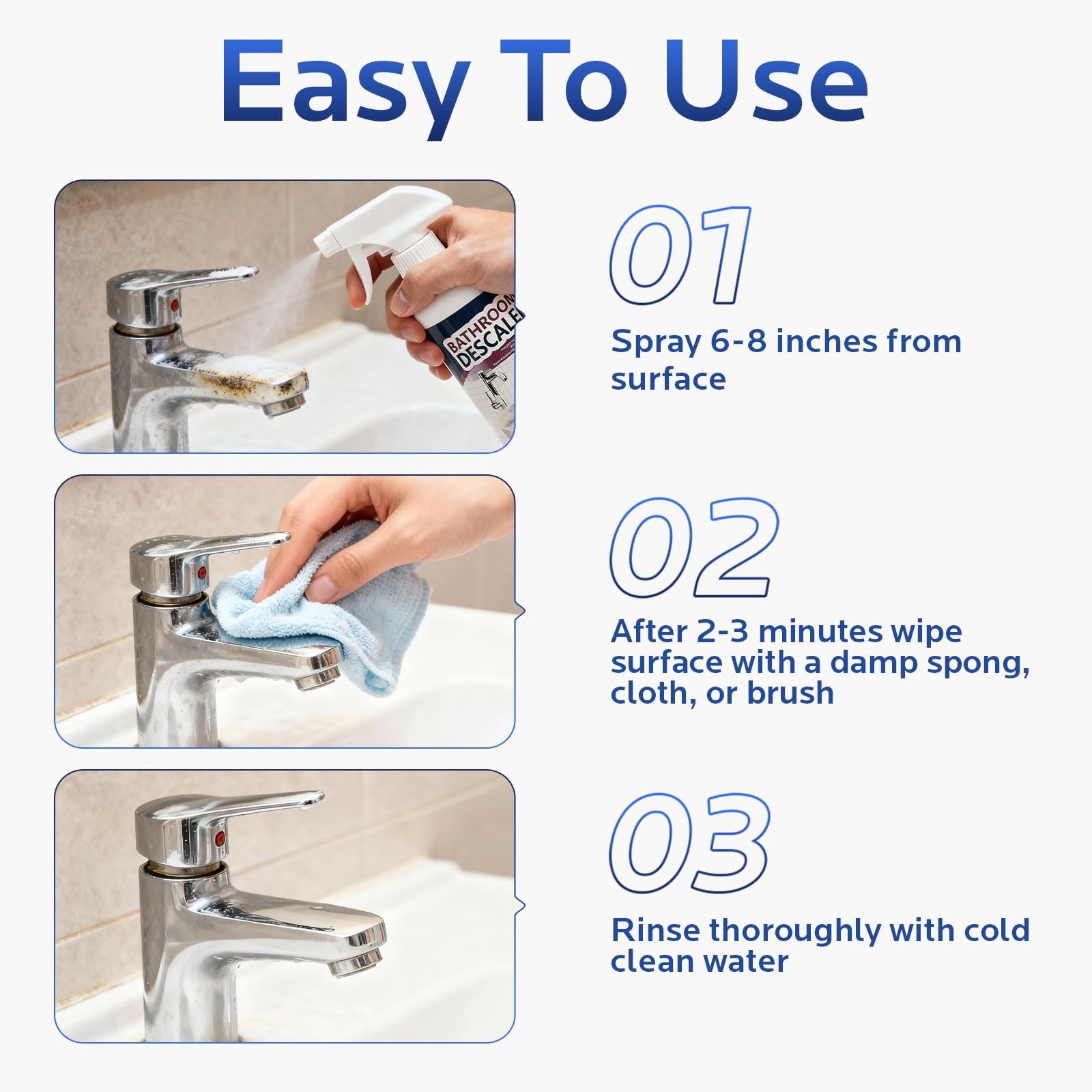 Bathroom Descaler Foam Cleaner for Hard Water Stains – Powerful Foaming Spray…